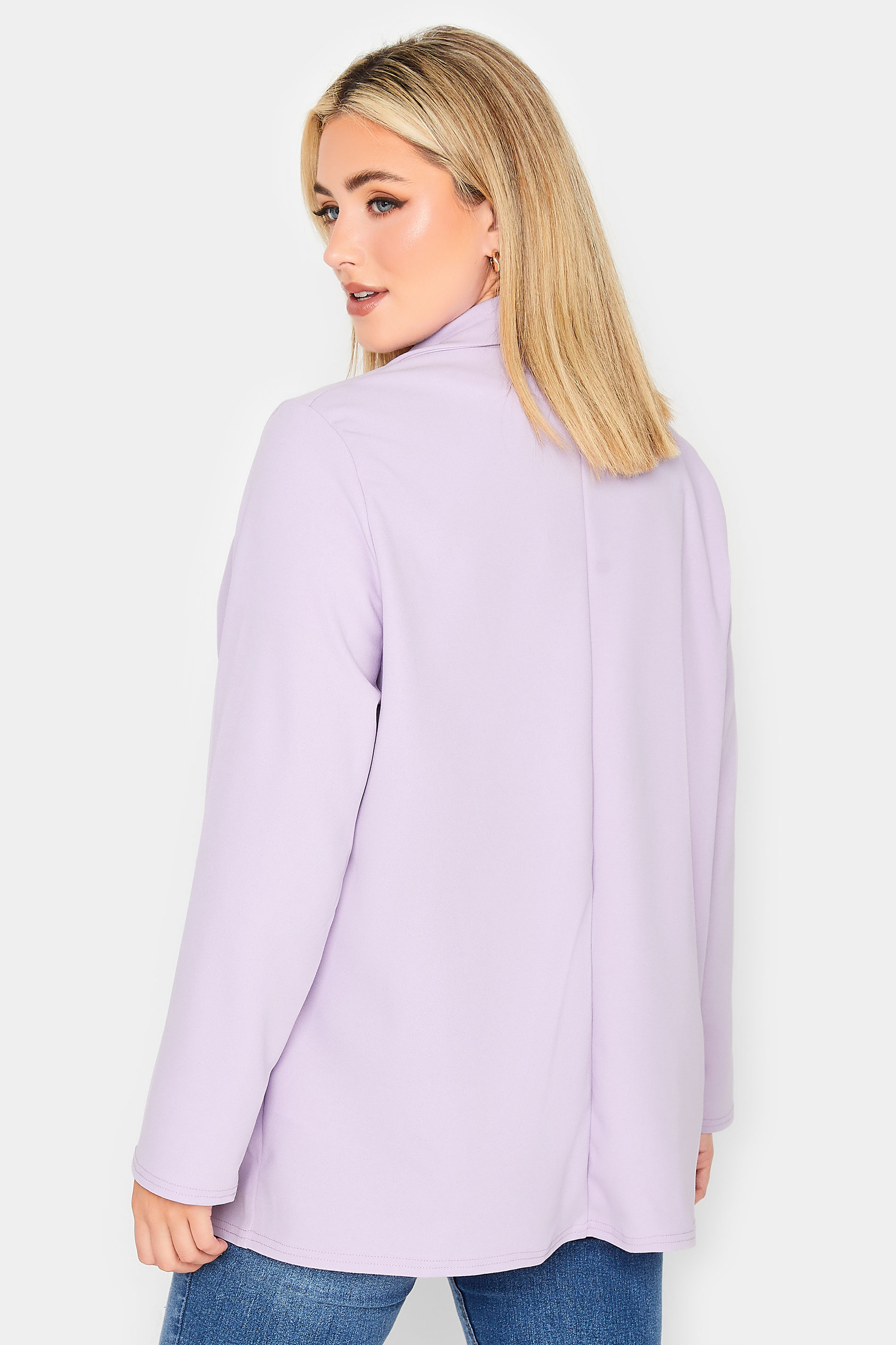 YOURS PETITE Plus Size Lilac Purple Scuba Blazer | Yours Clothing 3