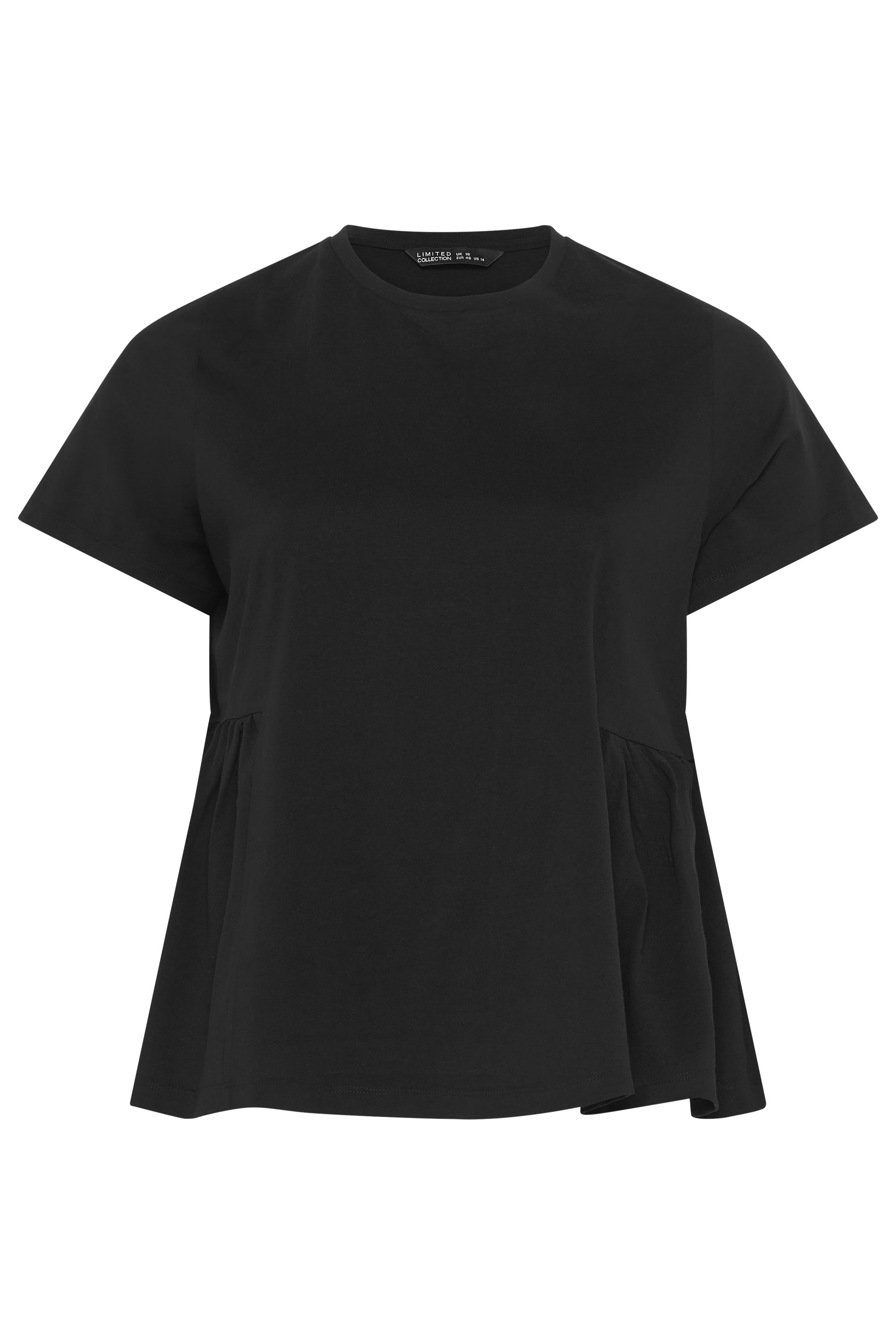 LIMITED COLLECTION Plus Size Black Peplum Side Detail T-Shirt | Yours Clothing 5