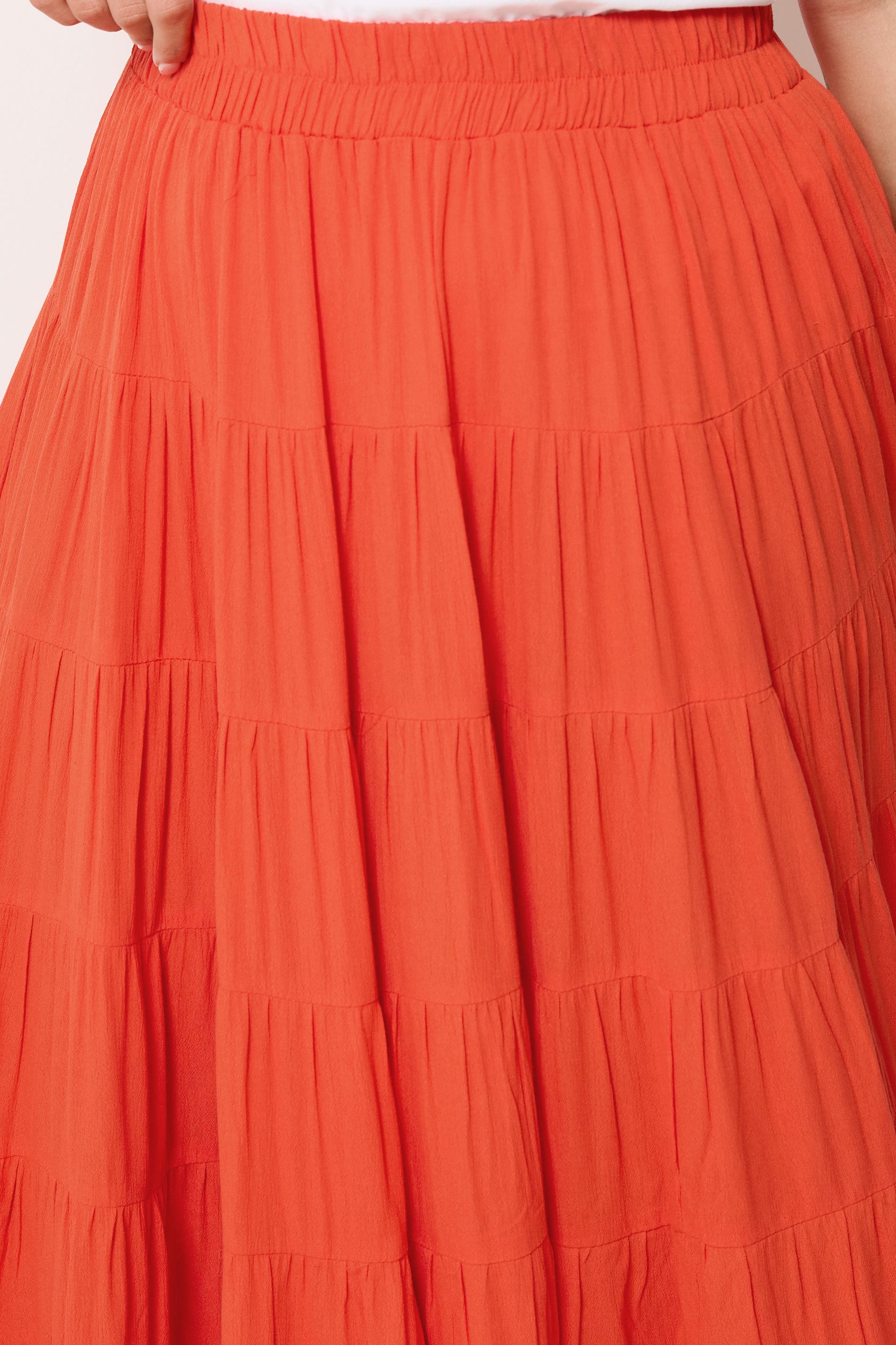 YOURS Plus Size Orange Tiered Maxi Skirt | Yours Clothing 4