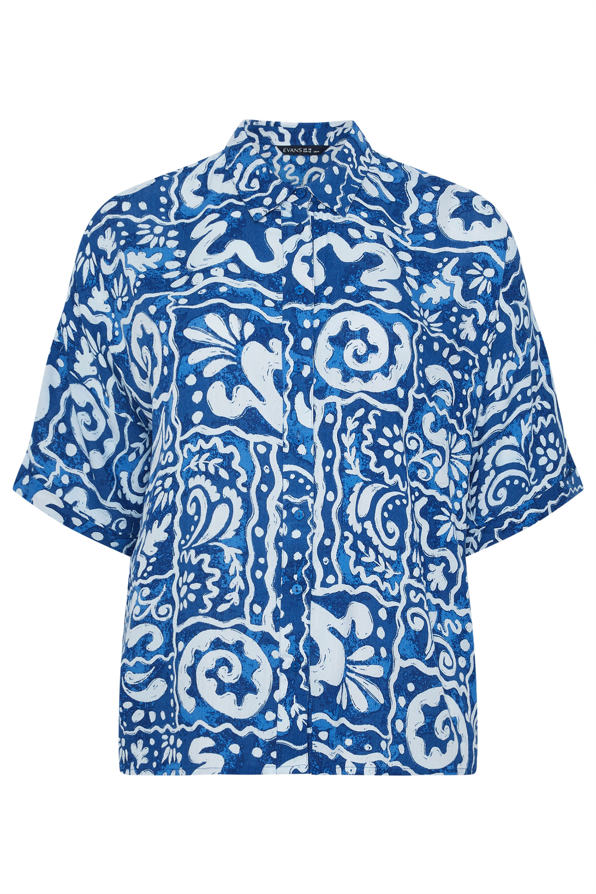 EVANS Plus Size Blue Abstract Print Blouse | Evans 5