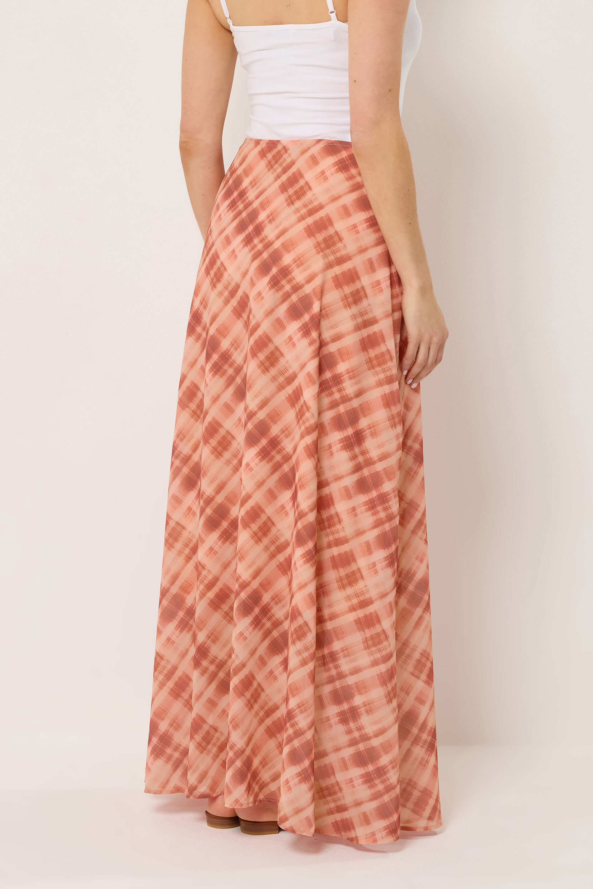 LTS Tall Women's Pink & Orange Abstract Check Maxi Skirt | Long Tall Sally 4