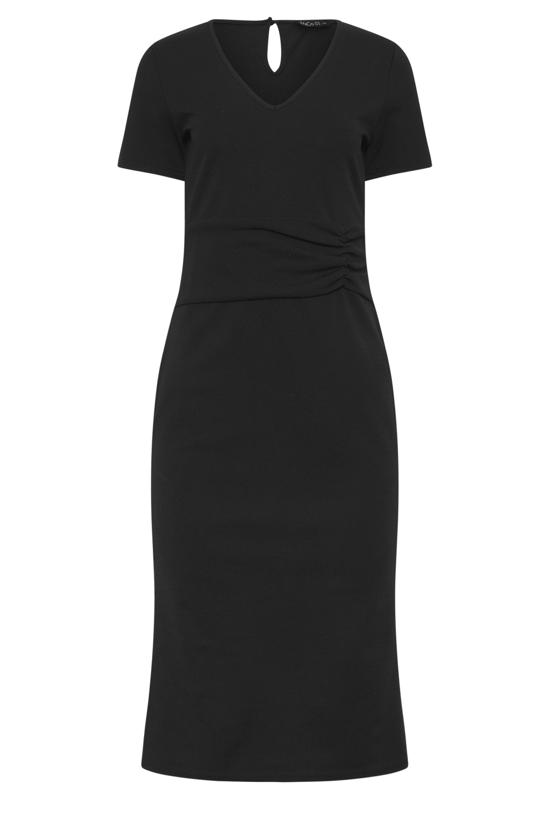 M&Co Black Gathered Waist Midi Dress | M&Co 5