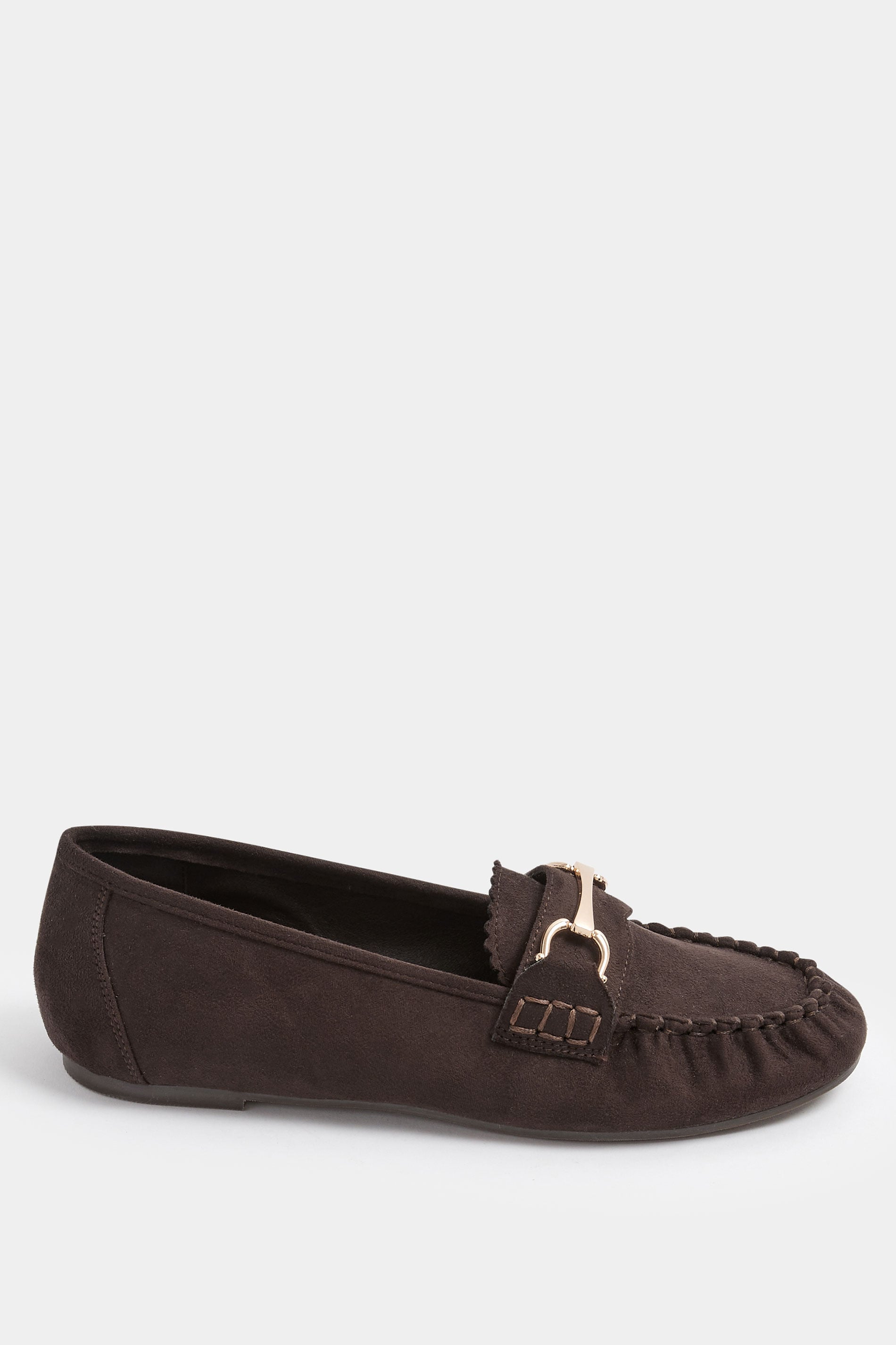 Chocolate Brown Faux Suede Loafers In Wide E Fit | Yours Clothing 2
