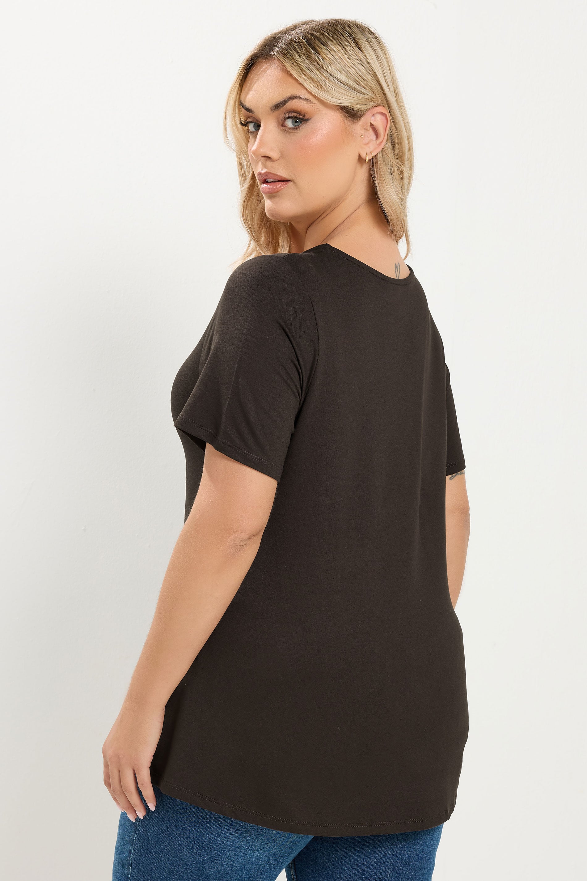 YOURS Plus Size Chocolate Brown Button Front Top | Yours Clothing 2