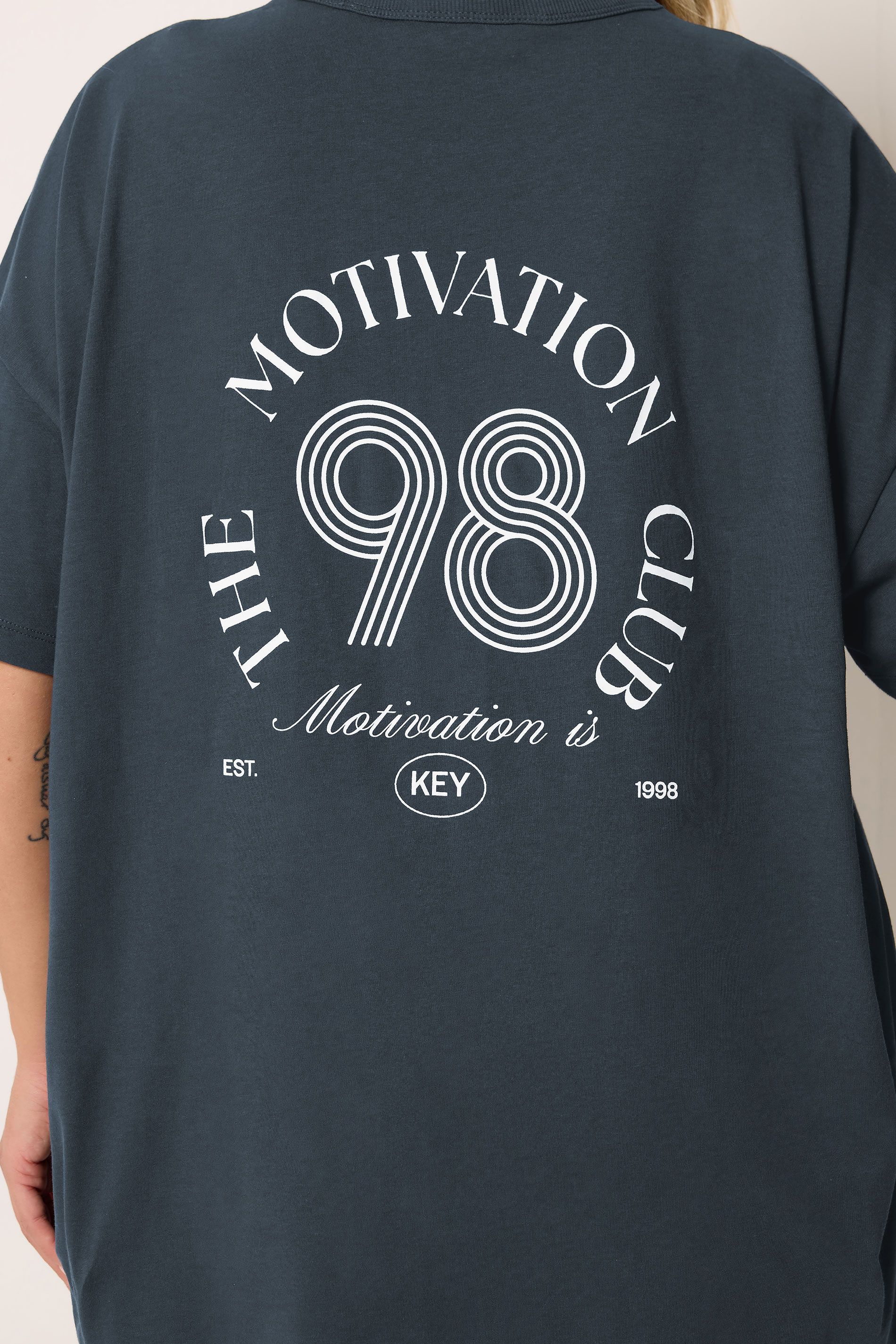YOURS ACTIVE Plus Size Navy Blue 'The Motivation Club' T-Shirt | Yours Clothing 6