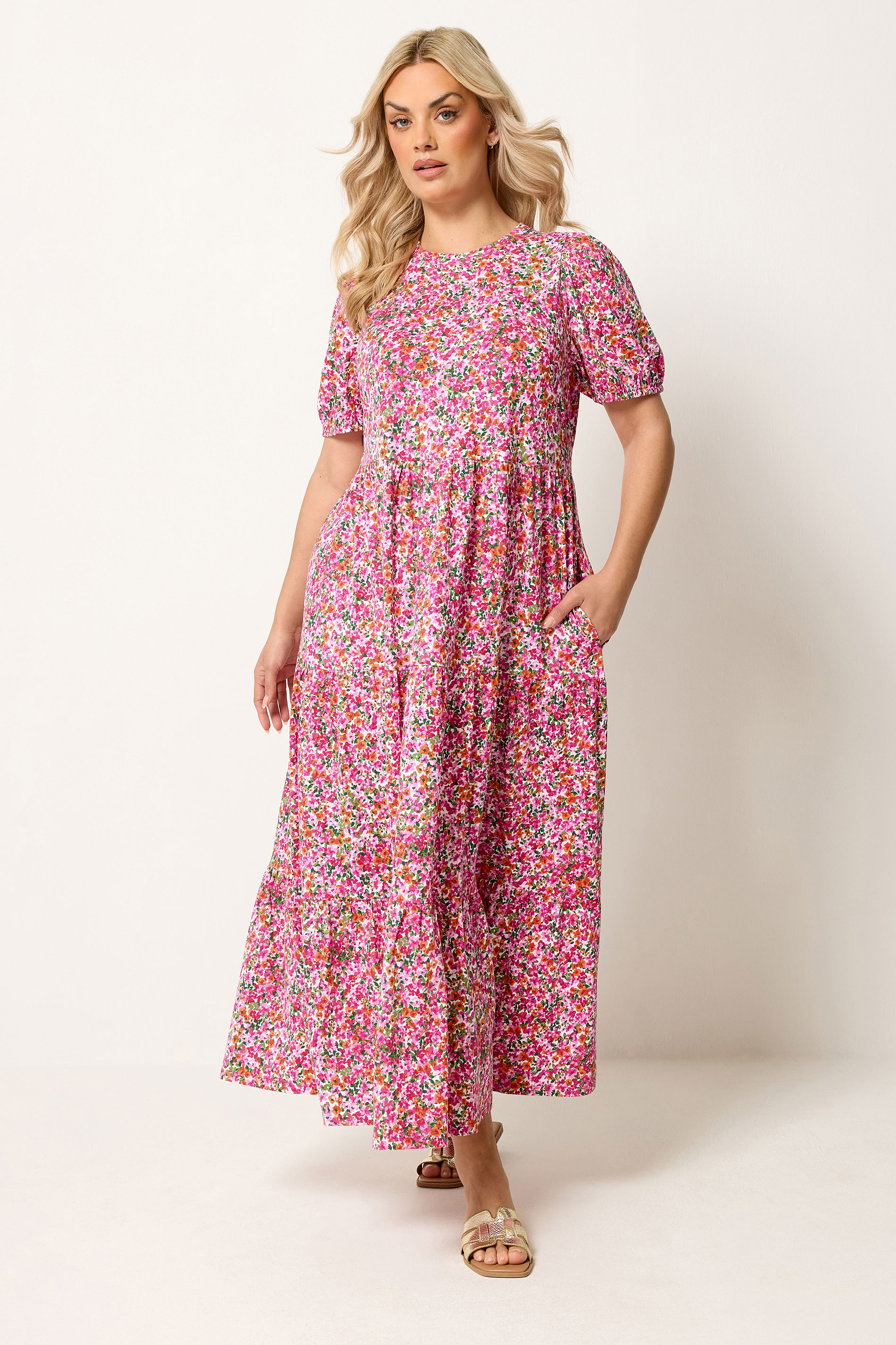 YOURS Plus Size Pink Floral Summer Dress | Yours Clothing 3