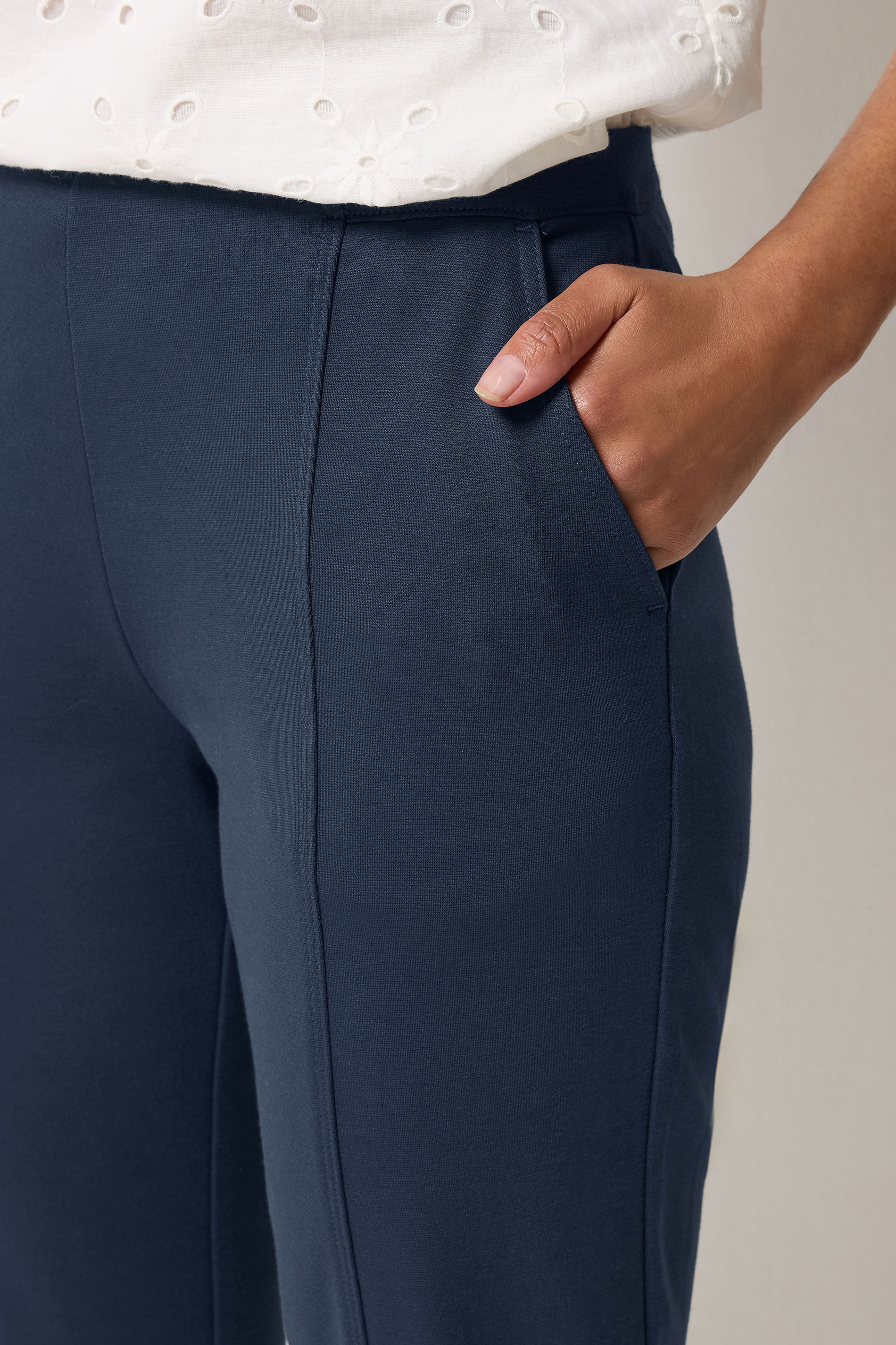 M&Co Navy Blue Ponte Seam Detail Trousers | M&Co 4