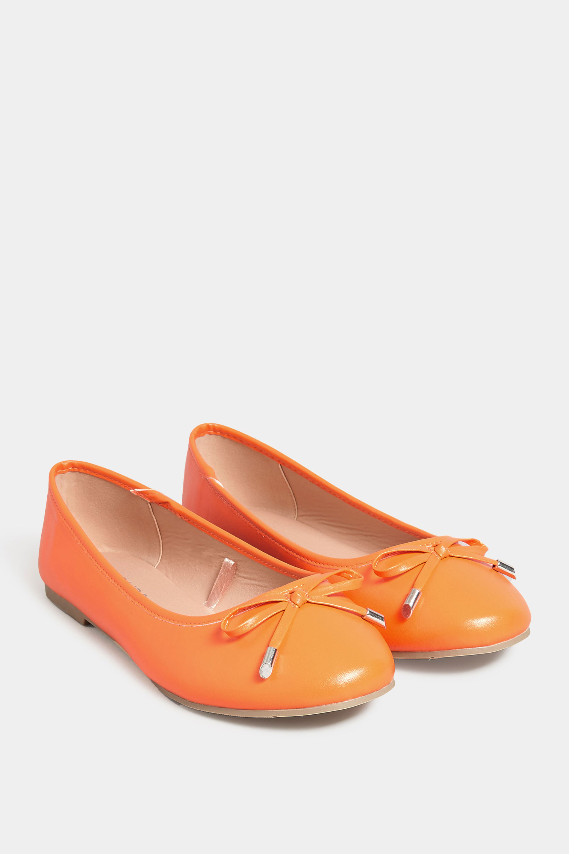 Orange Ballerina Pumps In Wide E Fit & Extra Wide EEE Fit| Yours Clothing 2