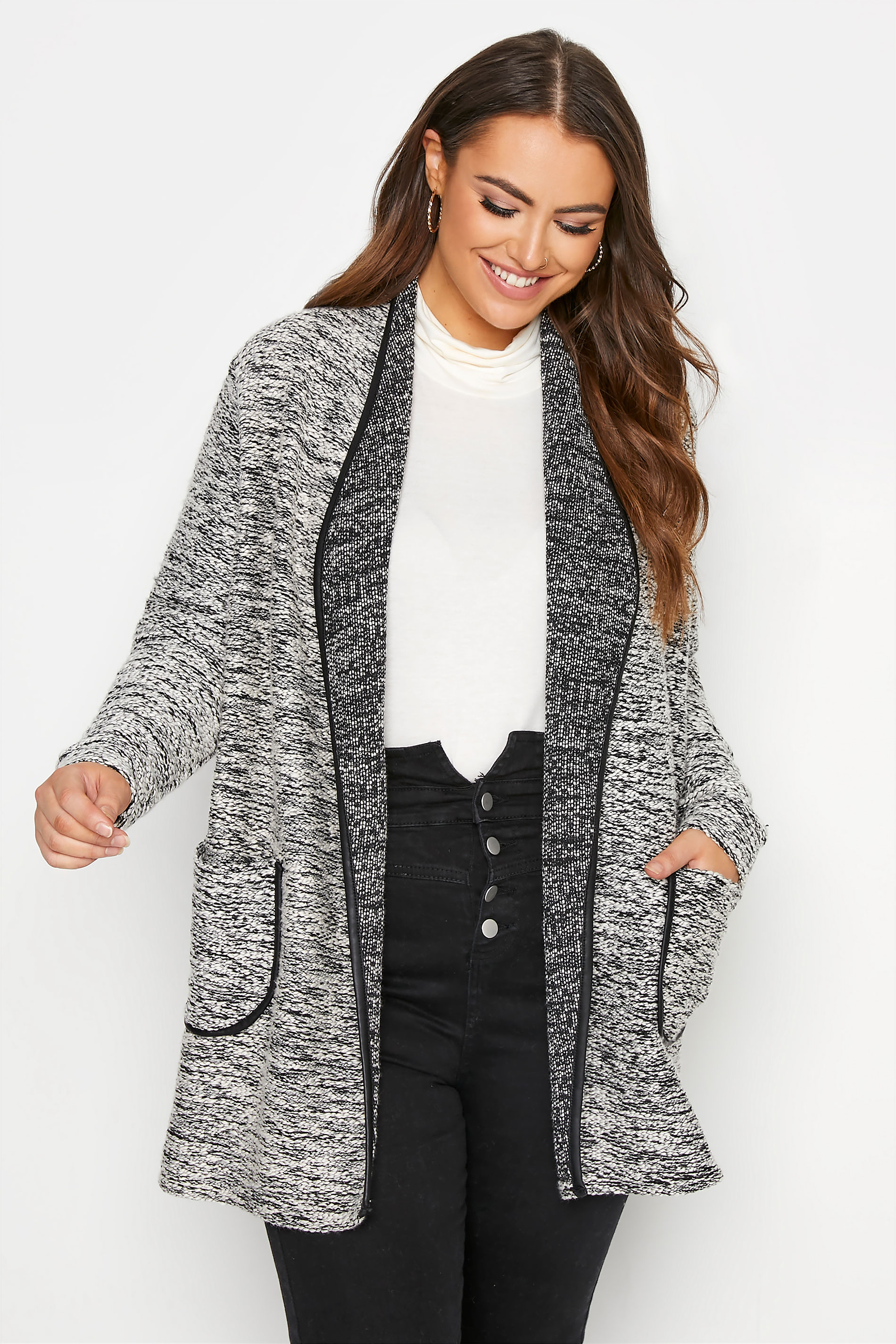 Grey Boucle Knitted Cardigan_A.jpg