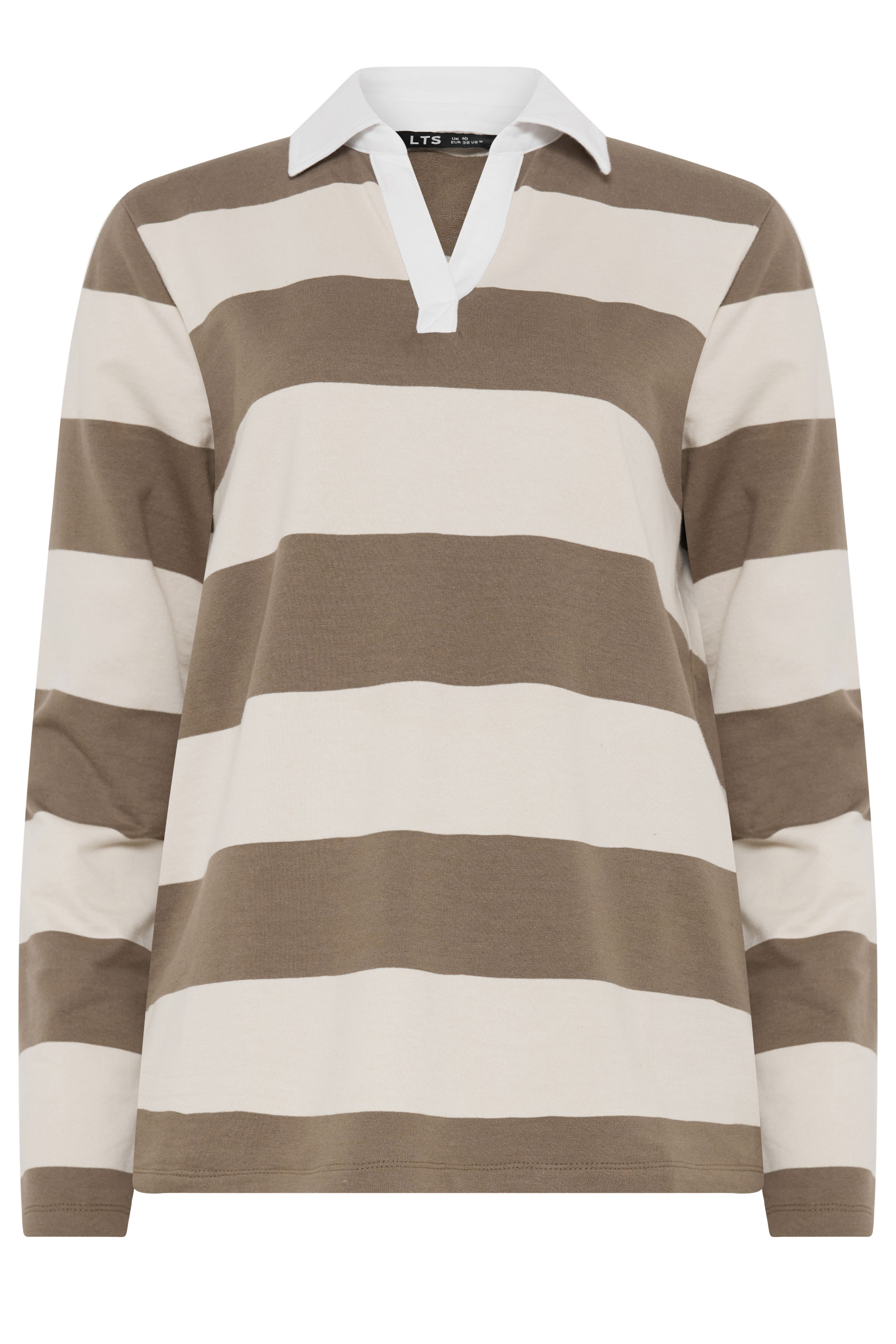 LTS Tall Women's Natural Brown Stripe Rugby Polo T-Shirt | Long Tall Sally 5