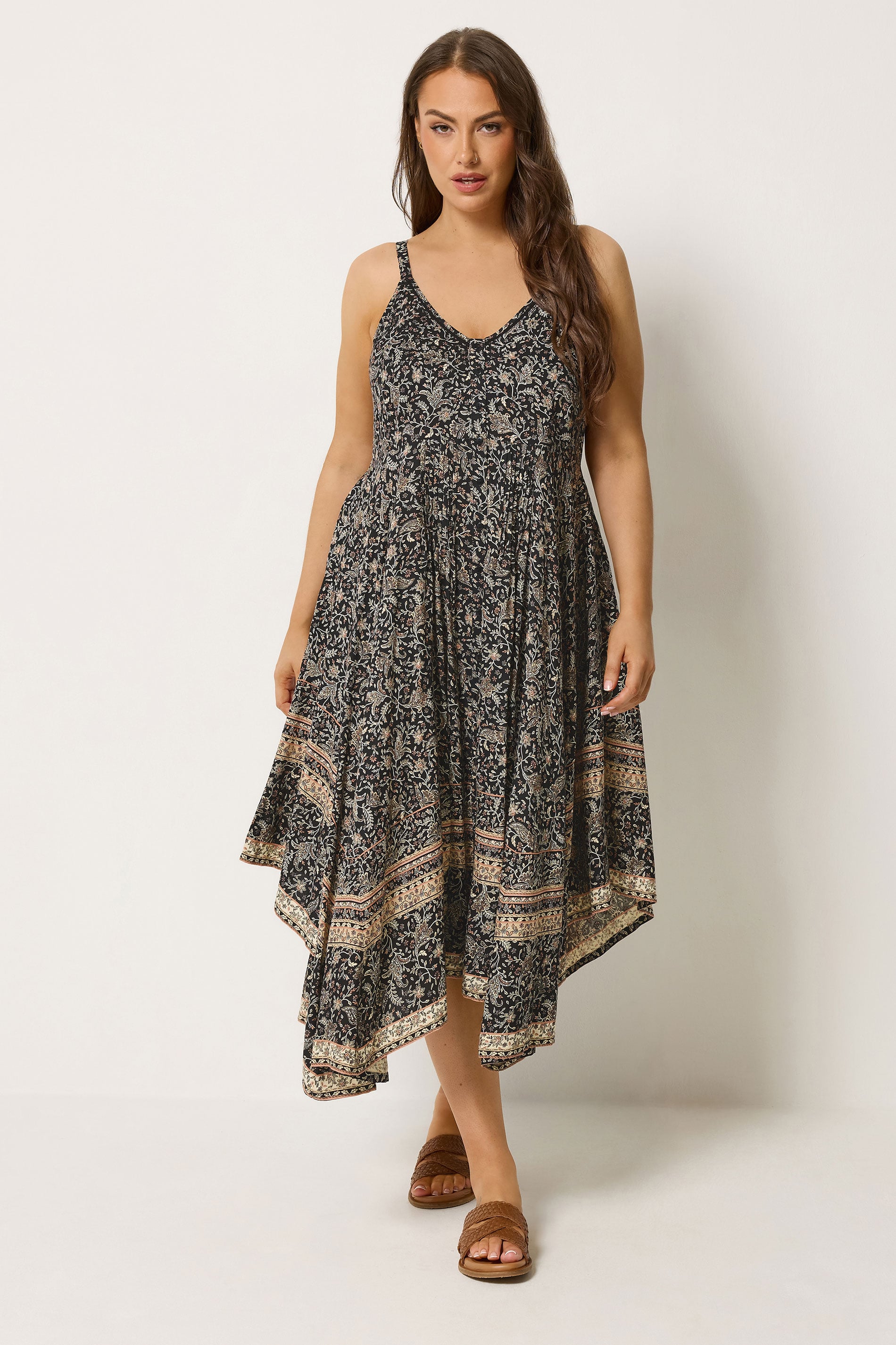 YOURS Curve Black Paisley Hanky Hem Dress 3