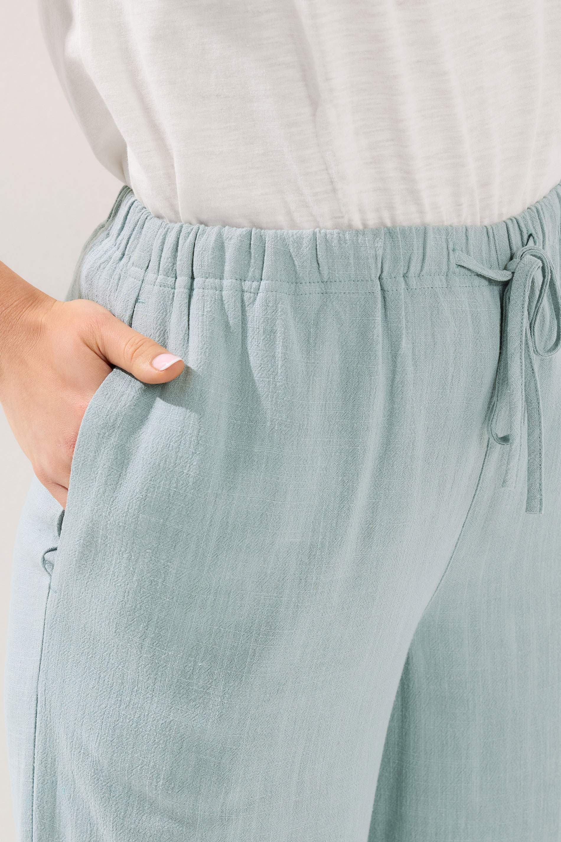 LTS Tall Women's Light Blue Wide Leg Linen Trousers | Long Tall Sally 5