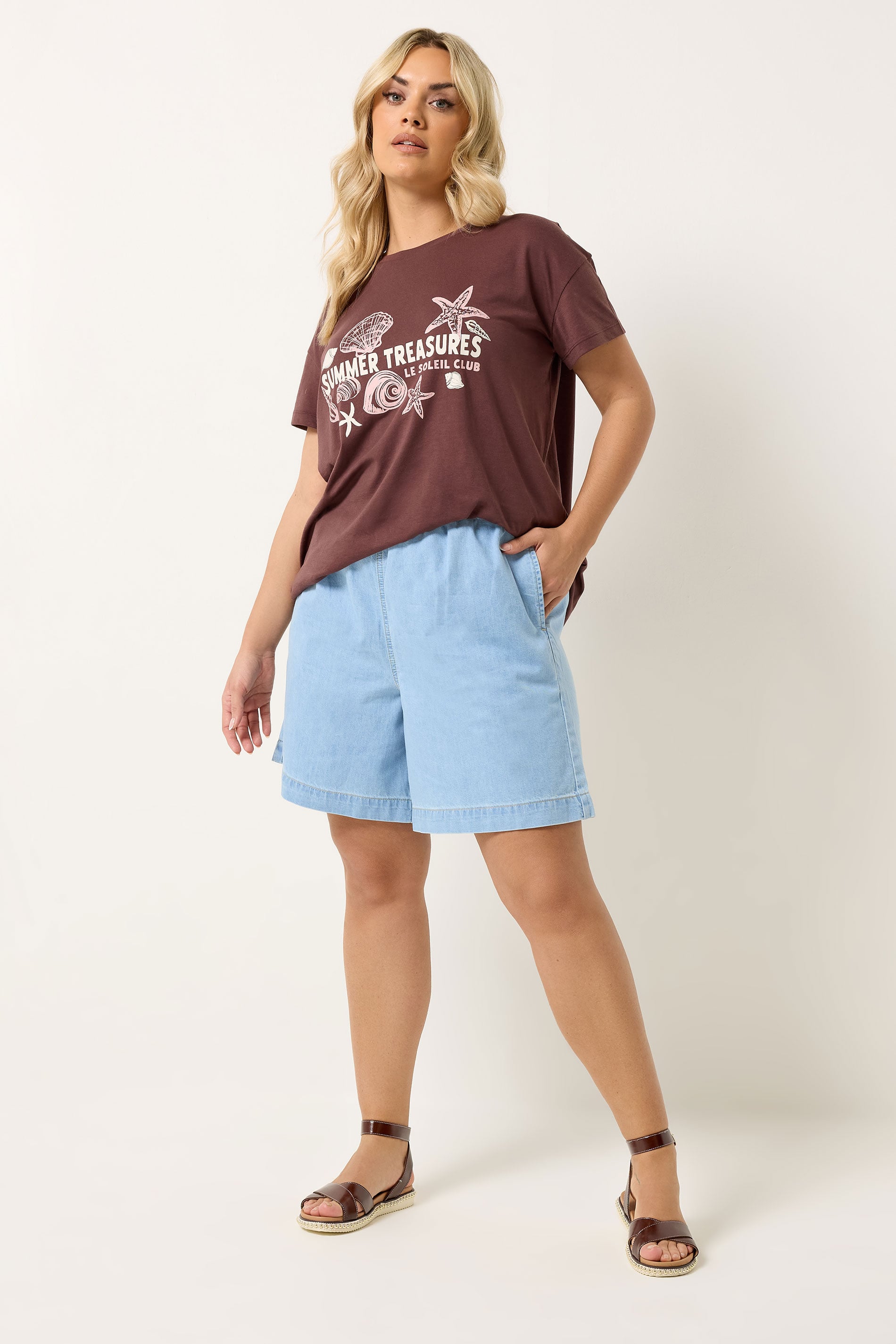 YOURS Plus Size Blue Denim Shorts | Yours Clothing 1