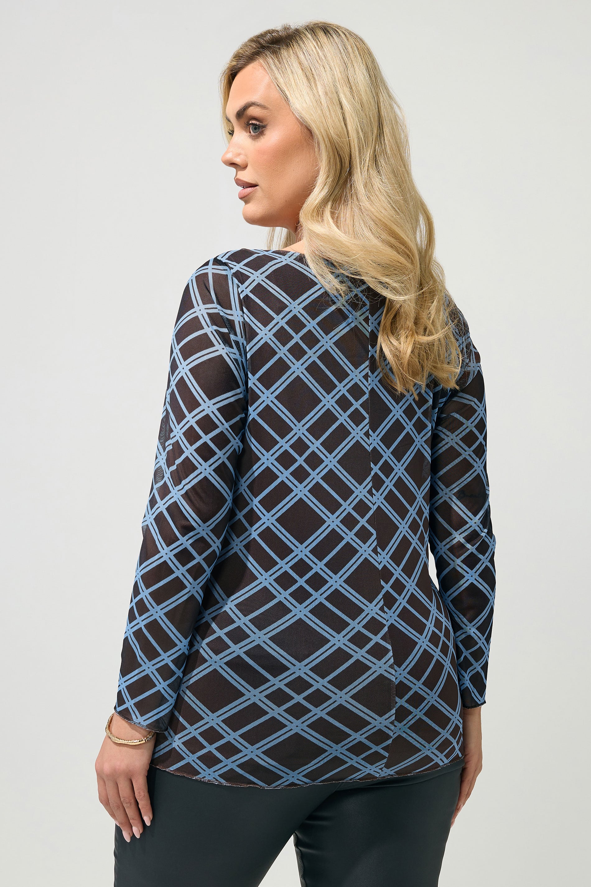 YOURS LONDON Plus Size Brown & Blue Check Top | Yours Clothing 4