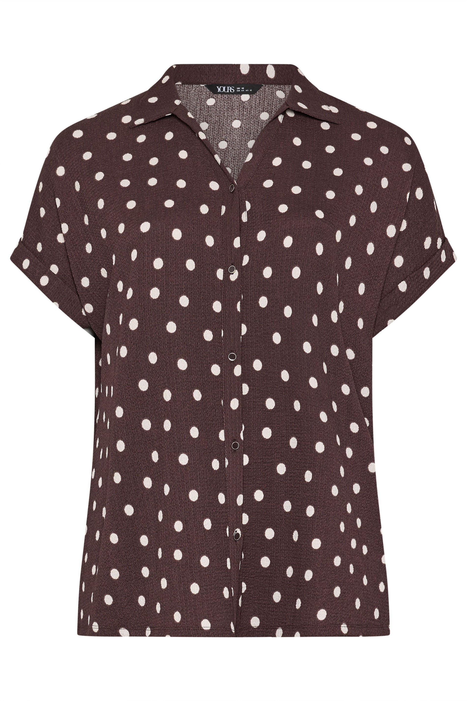 YOURS Plus Size Chocolate Brown Polka Dot Shirt | Yours Clothing 5