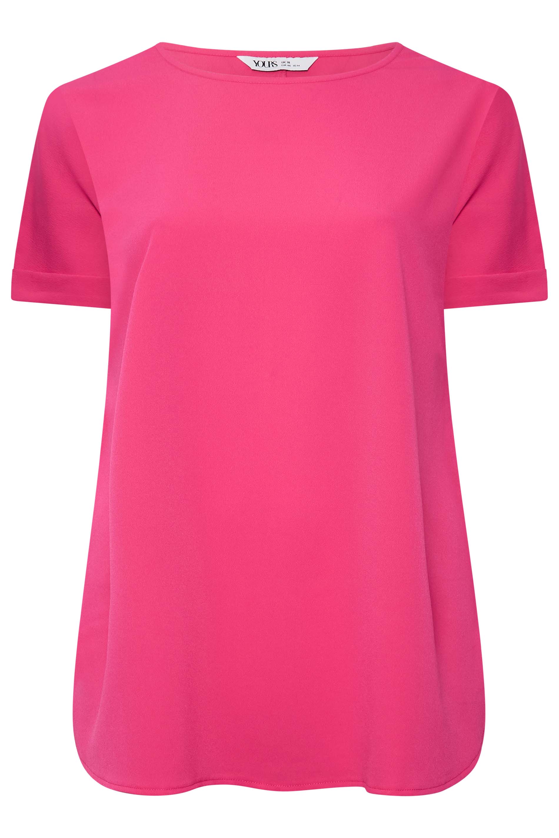 YOURS Plus Size Hot Pink Short Sleeve Boxy Top | Yours Clothing