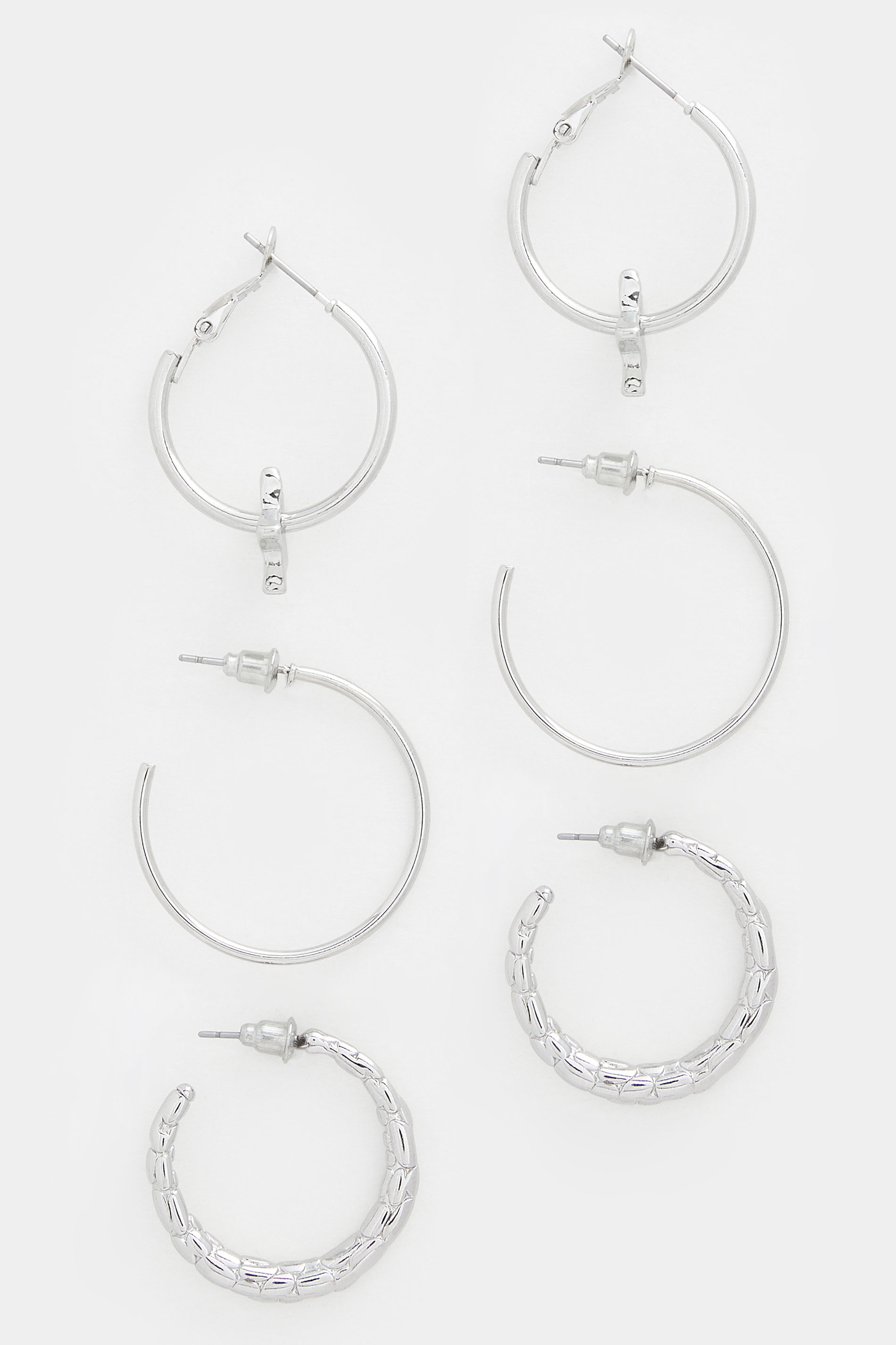 YOURSET 3 PACK Silver Tone Star Hoop Earrings | Yours Clothing 3