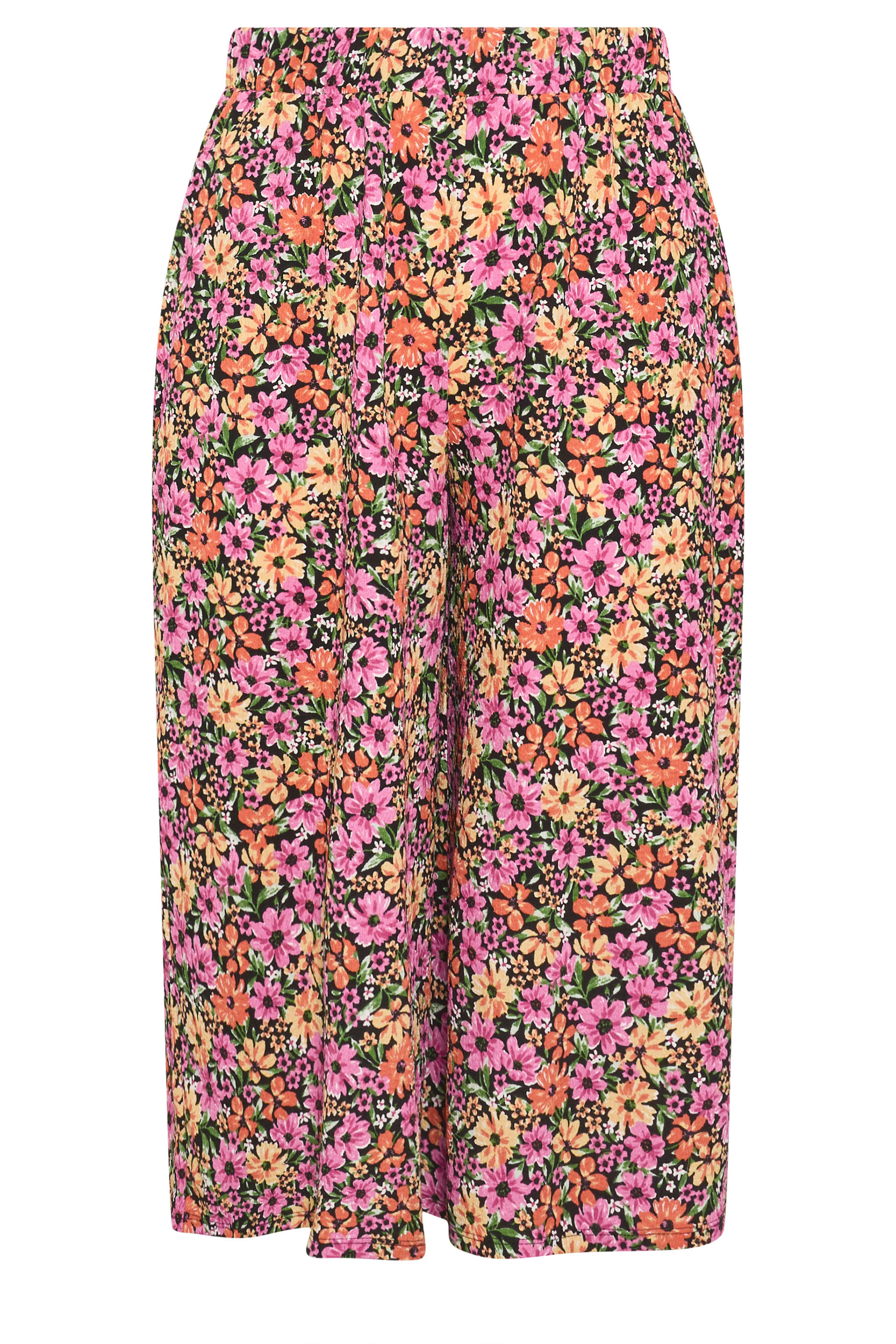 YOURS Plus Size Pink & Orange Floral Culottes | Yours Clothing 5