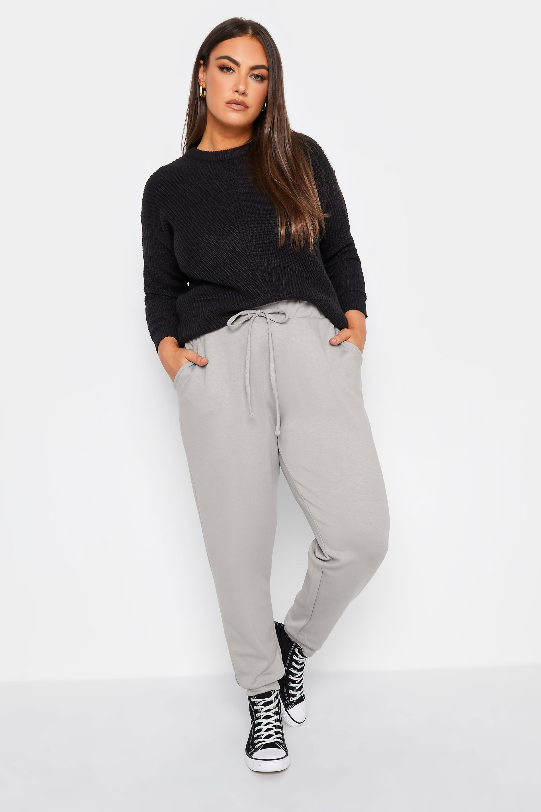 YOURS Plus Size Grey Pocket Joggers | Yours Clothing 2