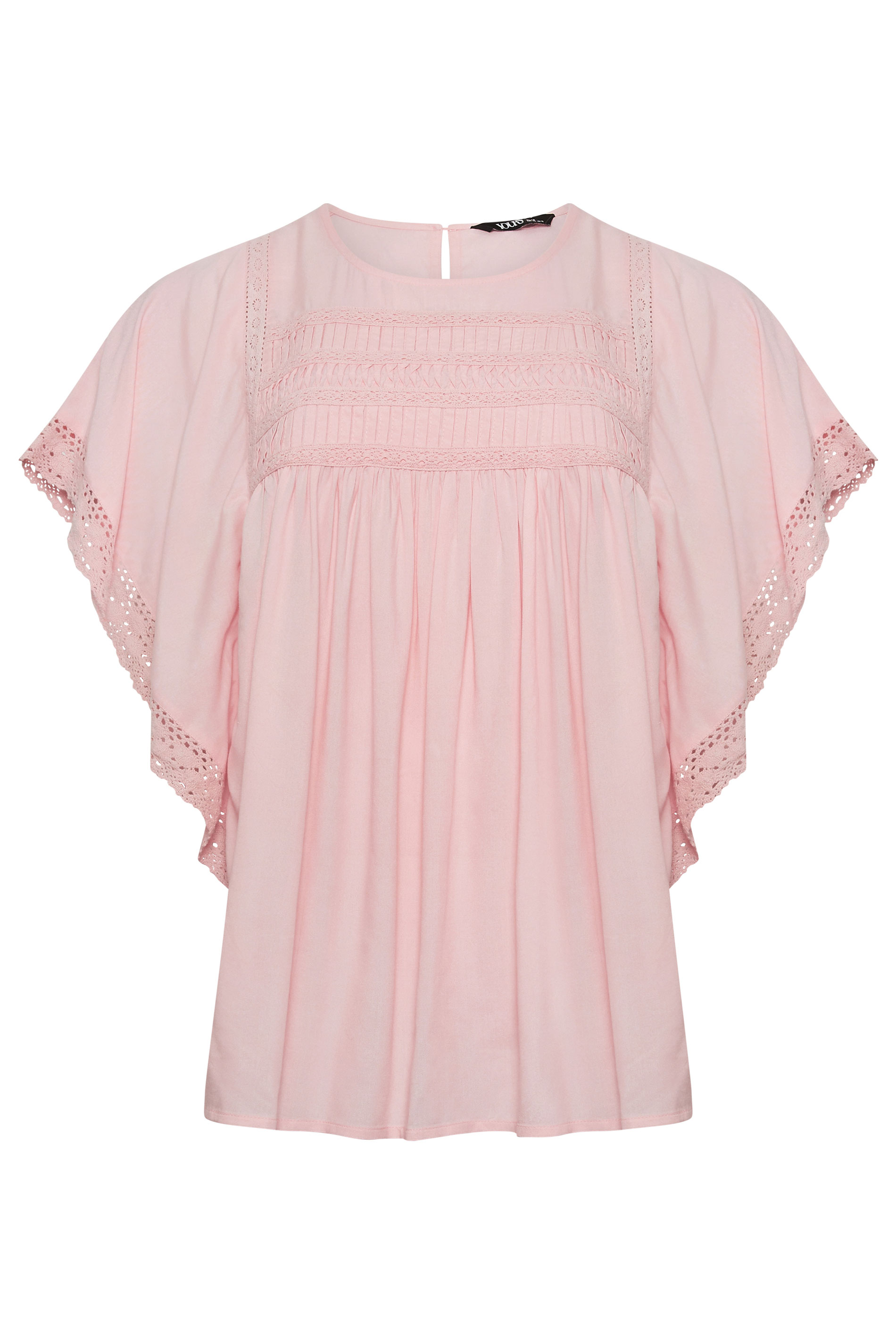 YOURS Plus Size Pink Crochet Detail Blouse | Yours Clothing 5