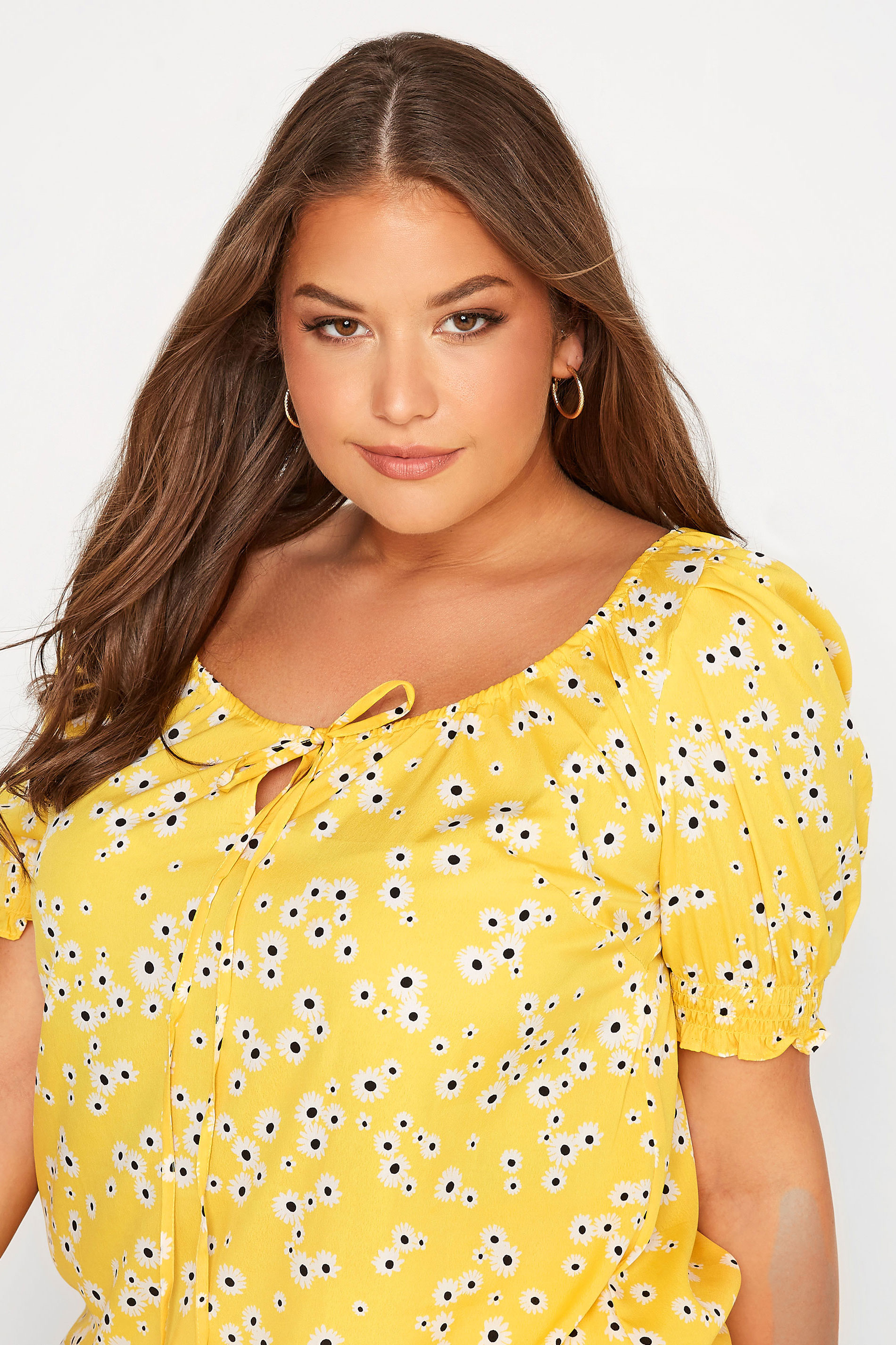 Plus Size Yellow Floral Gyspy Top | Yours Clothing