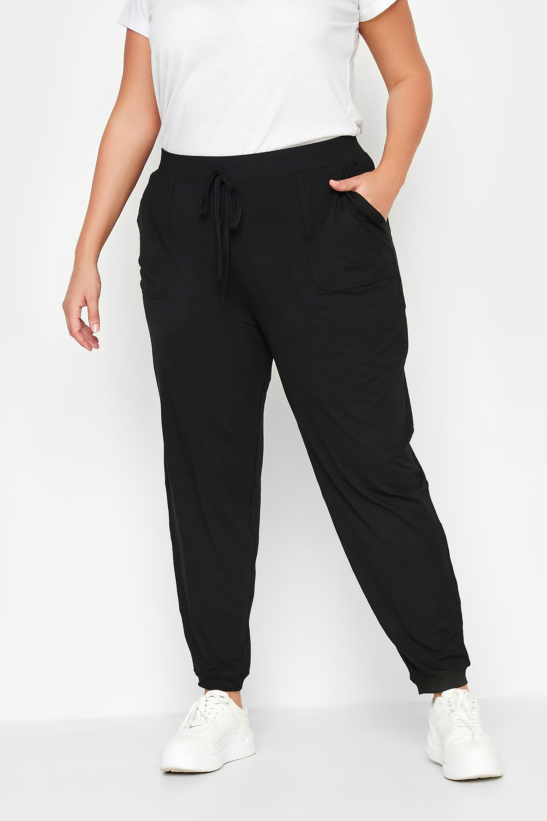 YOURS Plus Size Black Patch Pocket Joggers | Yours Clothing