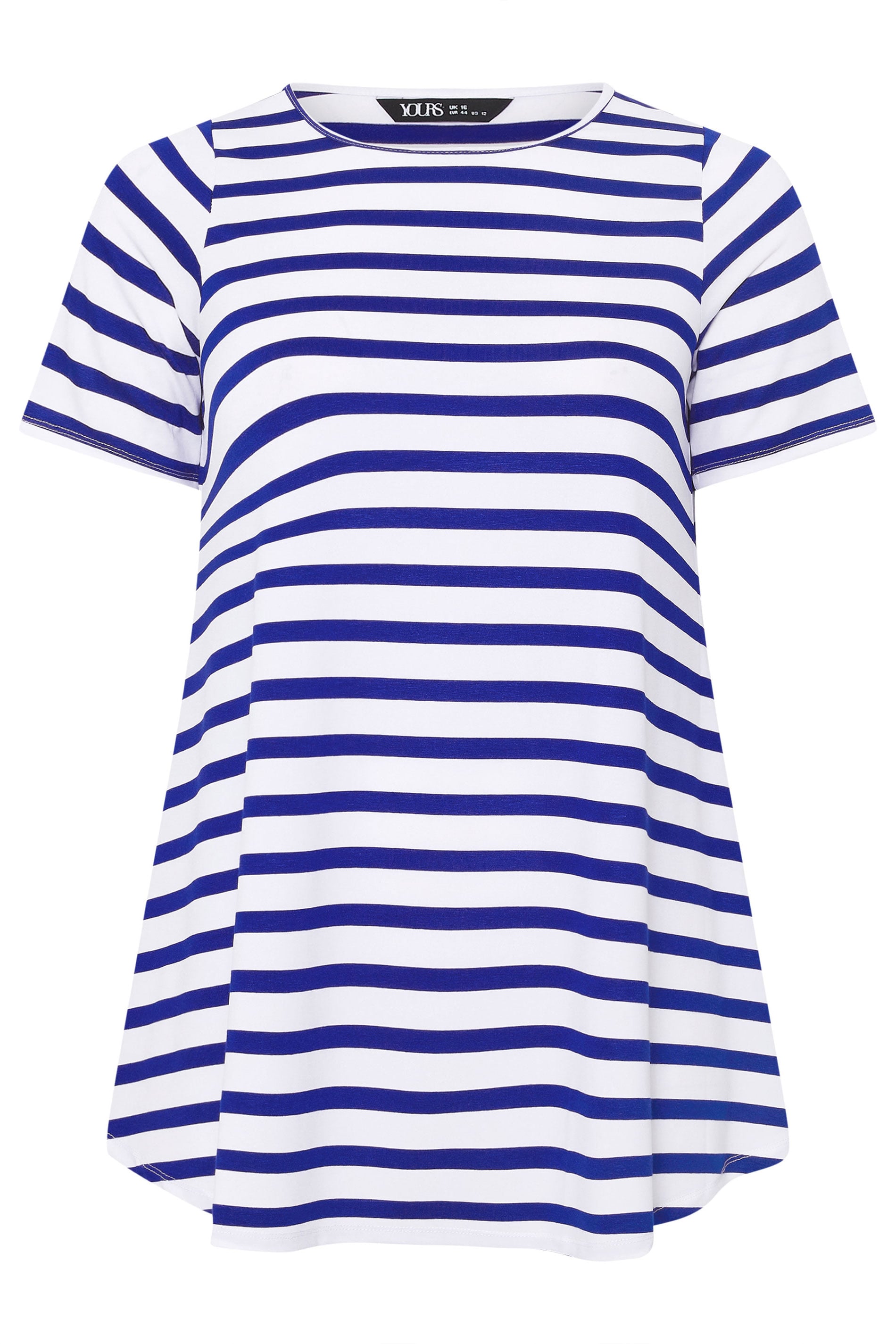 Yours Plus Size Blue Stripe Swing T-Shirt | Yours Clothing 5