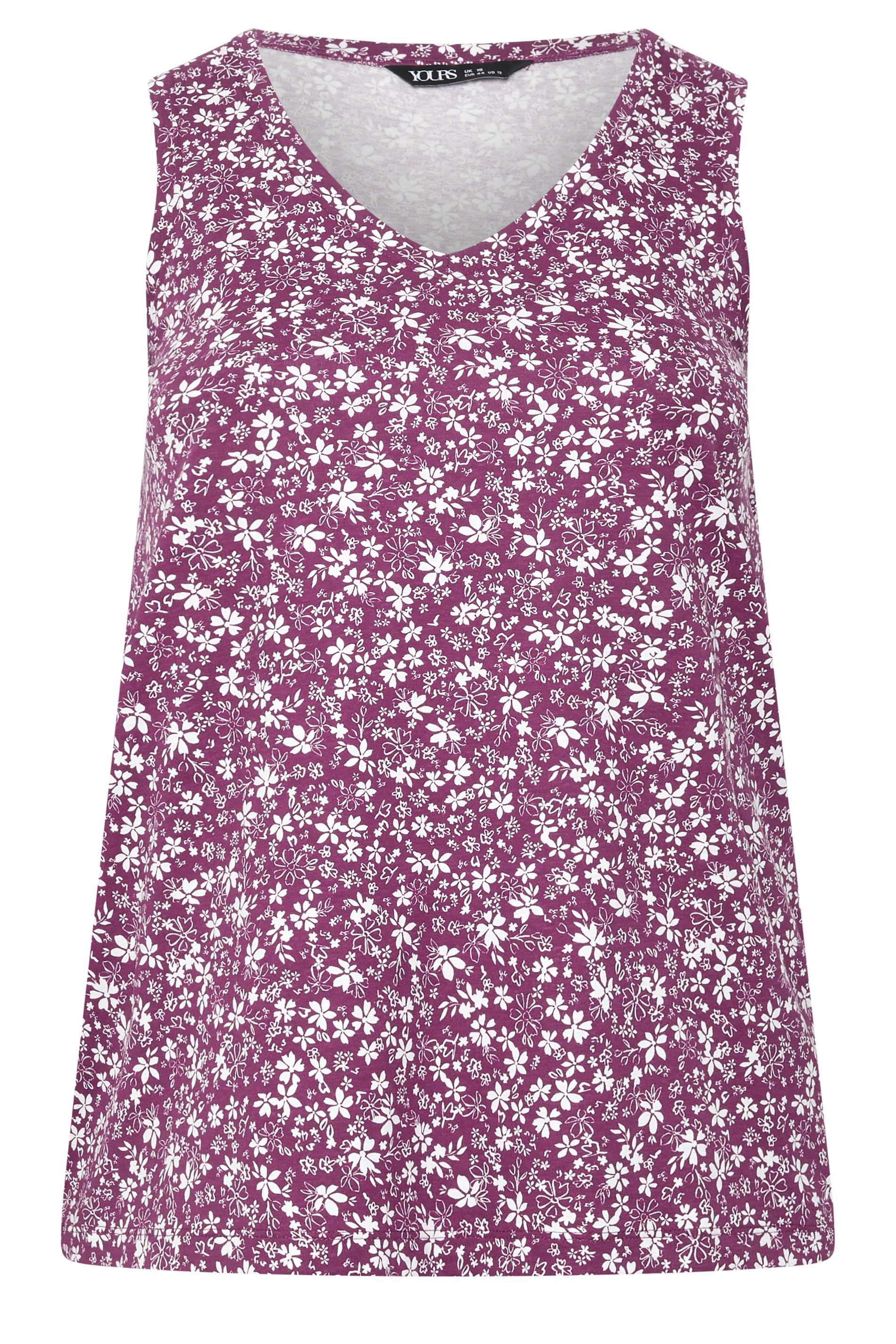 YOURS Plus Size Purple Floral Vest Top | Yours Clothing 1