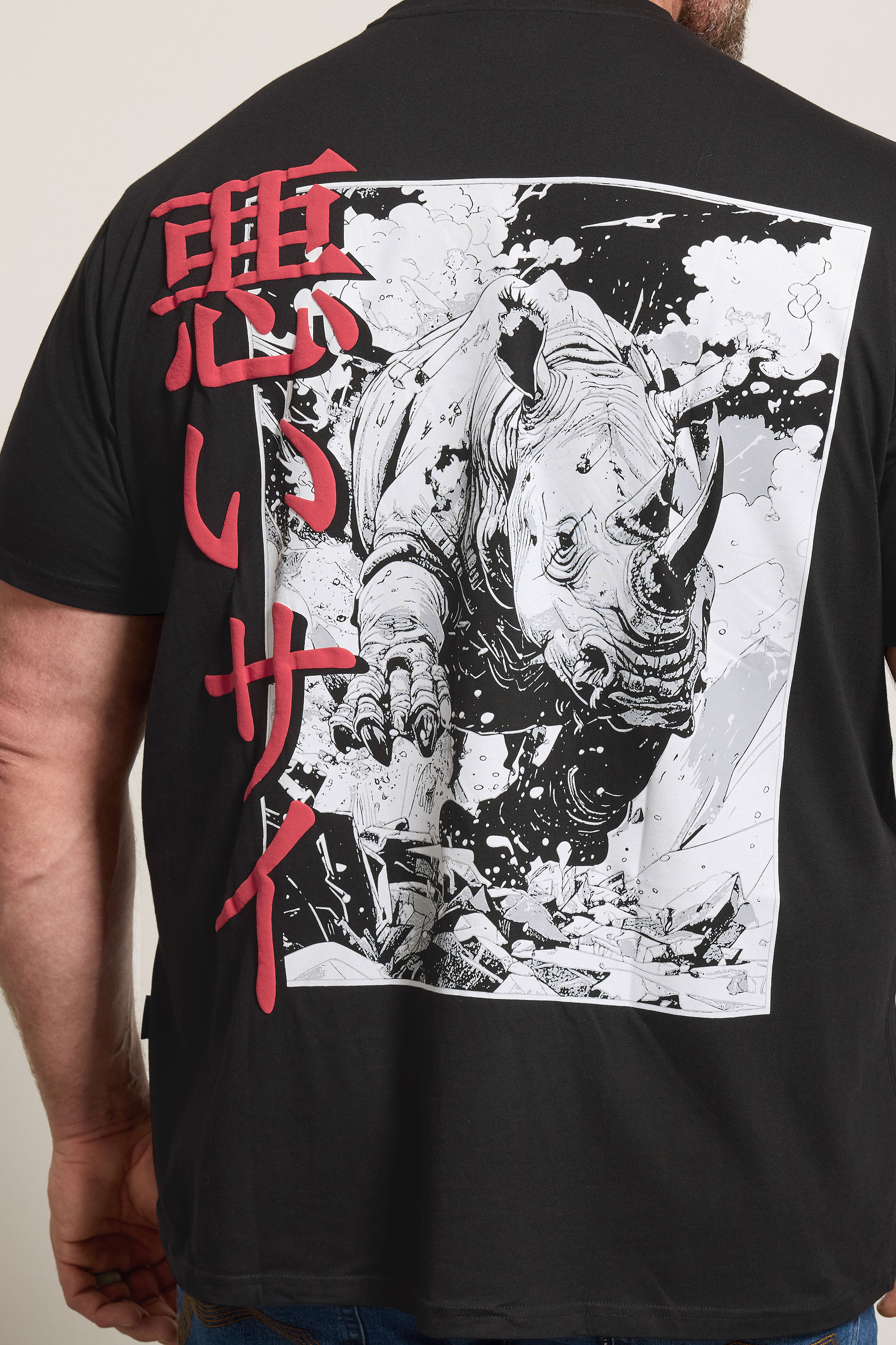 BadRhino Big & Tall Black Rhino Japanese Graphic T-Shirt | BadRhino 4