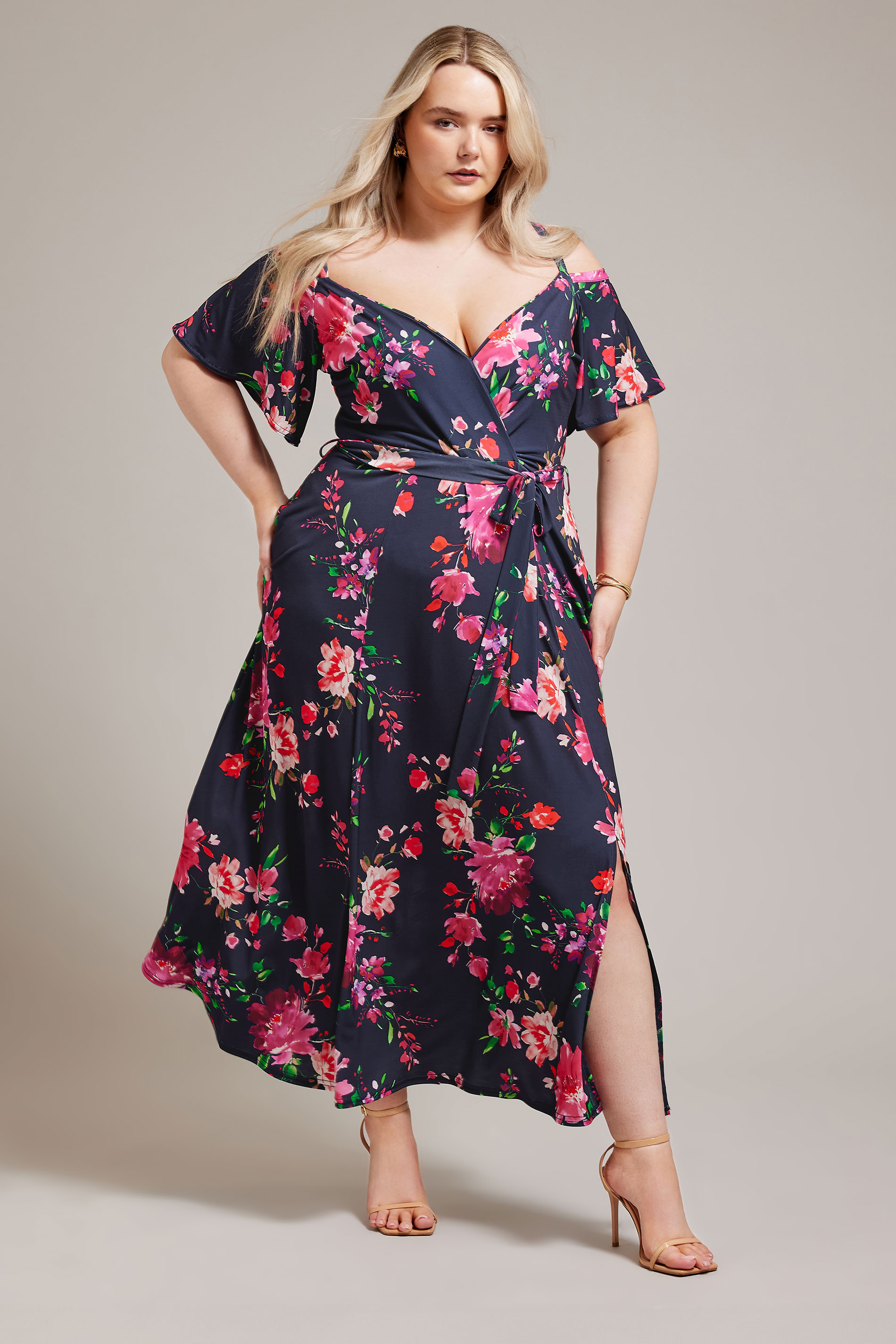 YOURS LONDON Plus Size Navy Blue Floral Maxi Dress | Yours Clothing 1