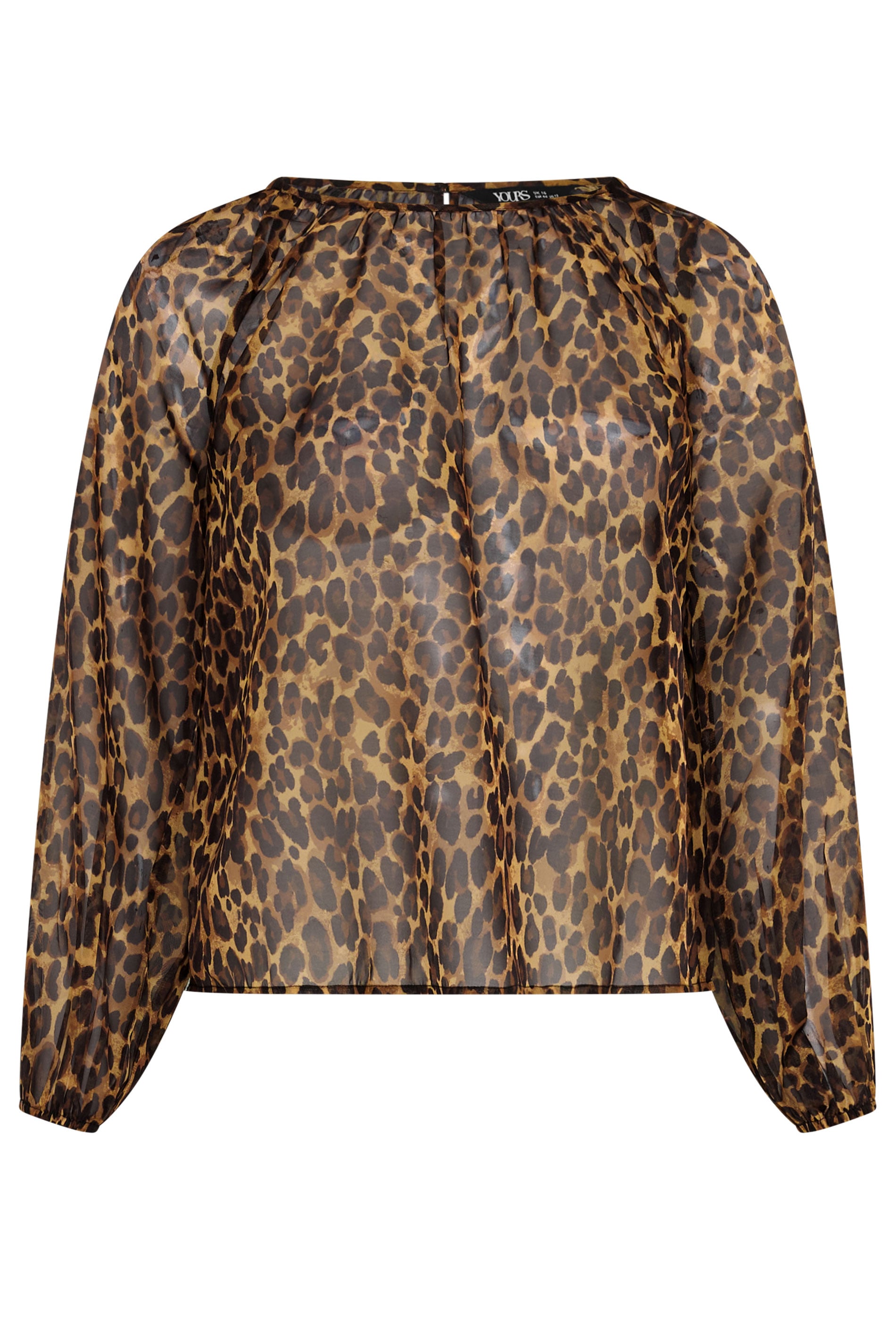 YOURS Plus Size Brown Leopard Chiffon Top | Yours Clothing 5