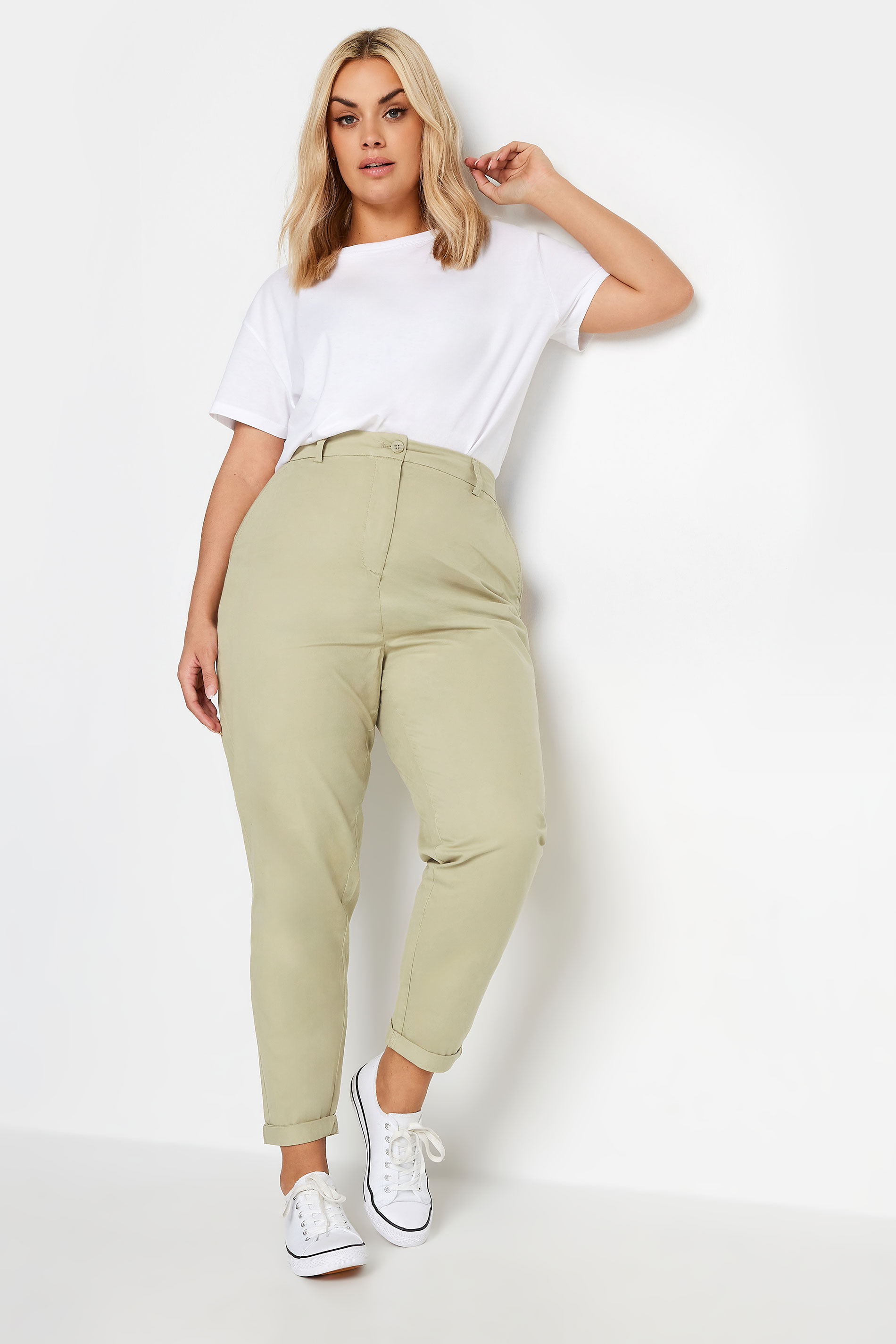 YOURS Plus Size Beige Brown Straight Leg Chino Trousers | Yours Clothing  2