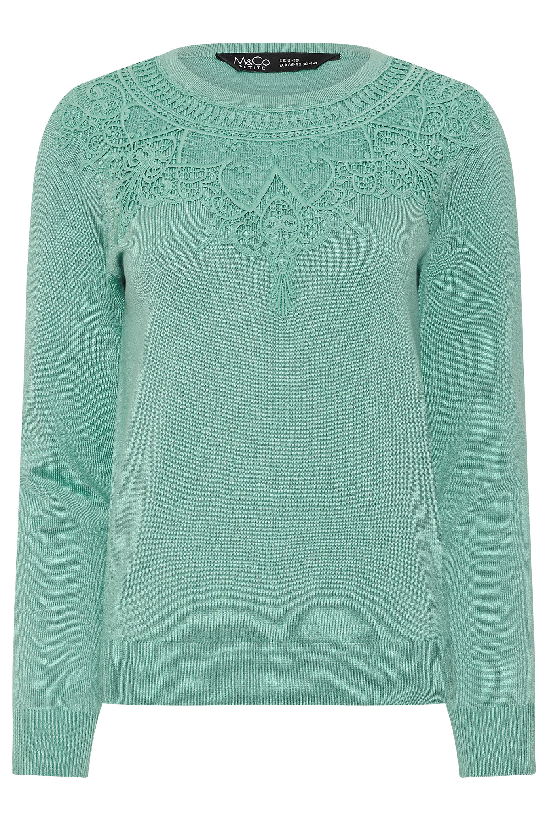 M&Co Petite Green Lace Trim Jumper | M&Co 5