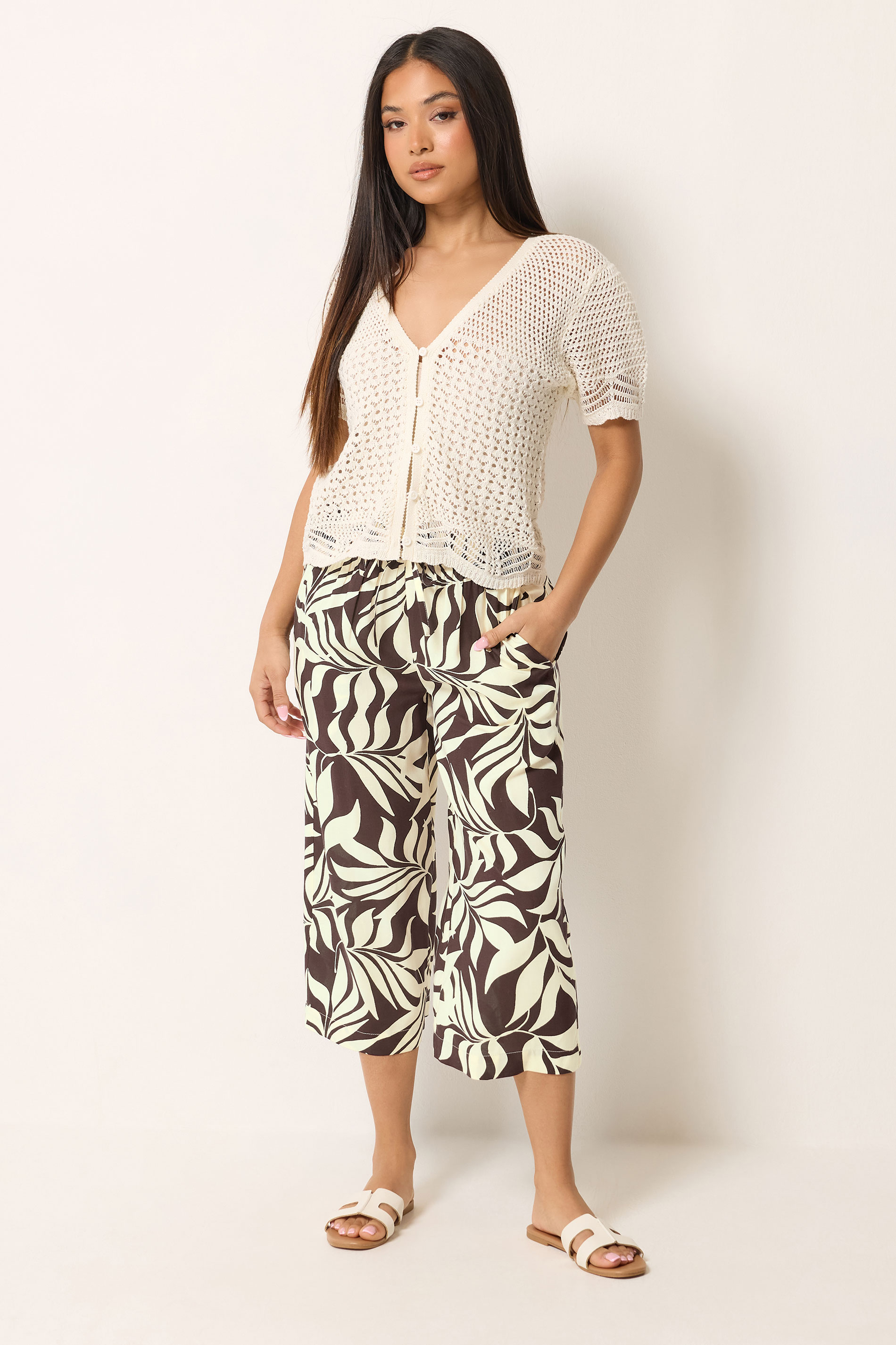 M&Co Petite Purple Leaf Print Cropped Trousers 3
