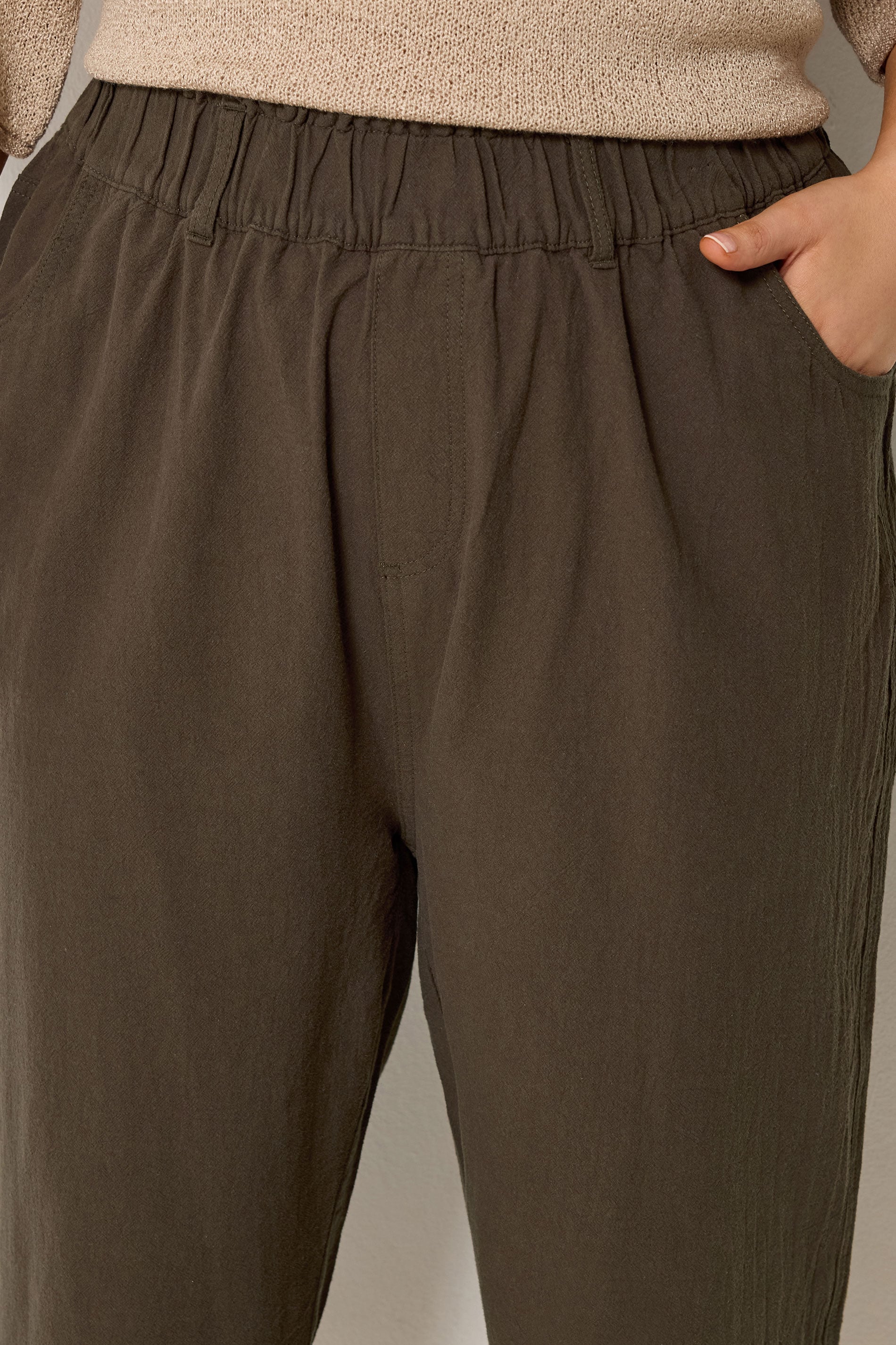 YOURS Plus Size Chocolate Brown Cool Cotton Cropped Trousers | Yours Clothing 4