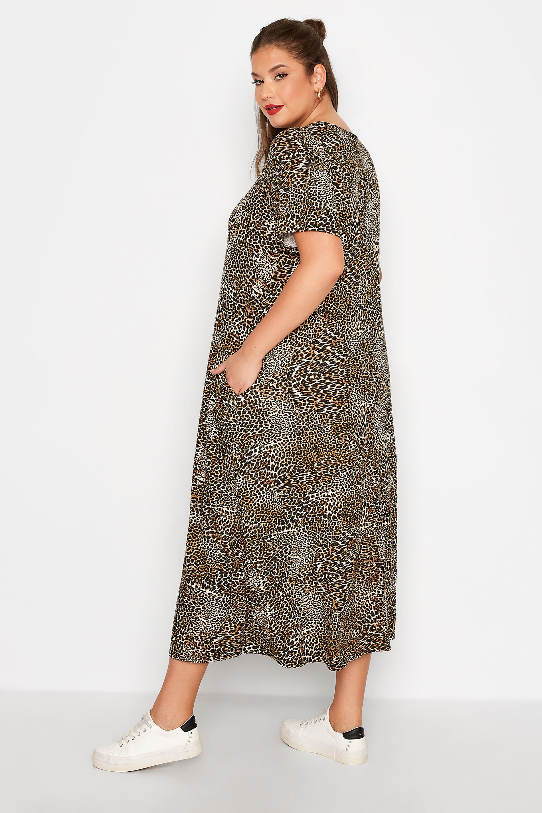 LIMITED COLLECTION Plus Size Brown Animal Print Pleat Front Maxi Dress | Yours Clothing  3