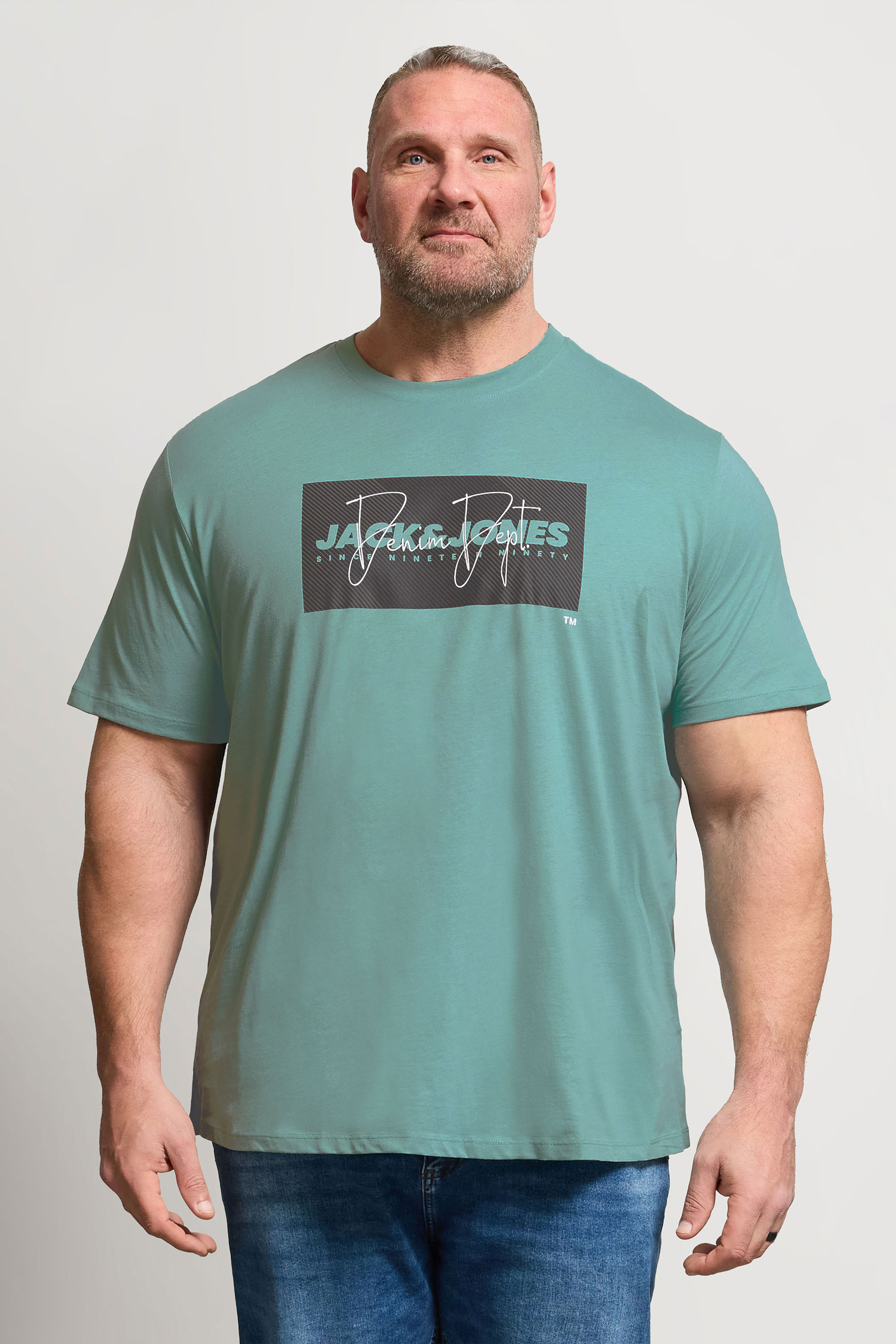 JACK & JONES Big & Tall Blue Logo Graphic T-Shirt | BadRhino 3