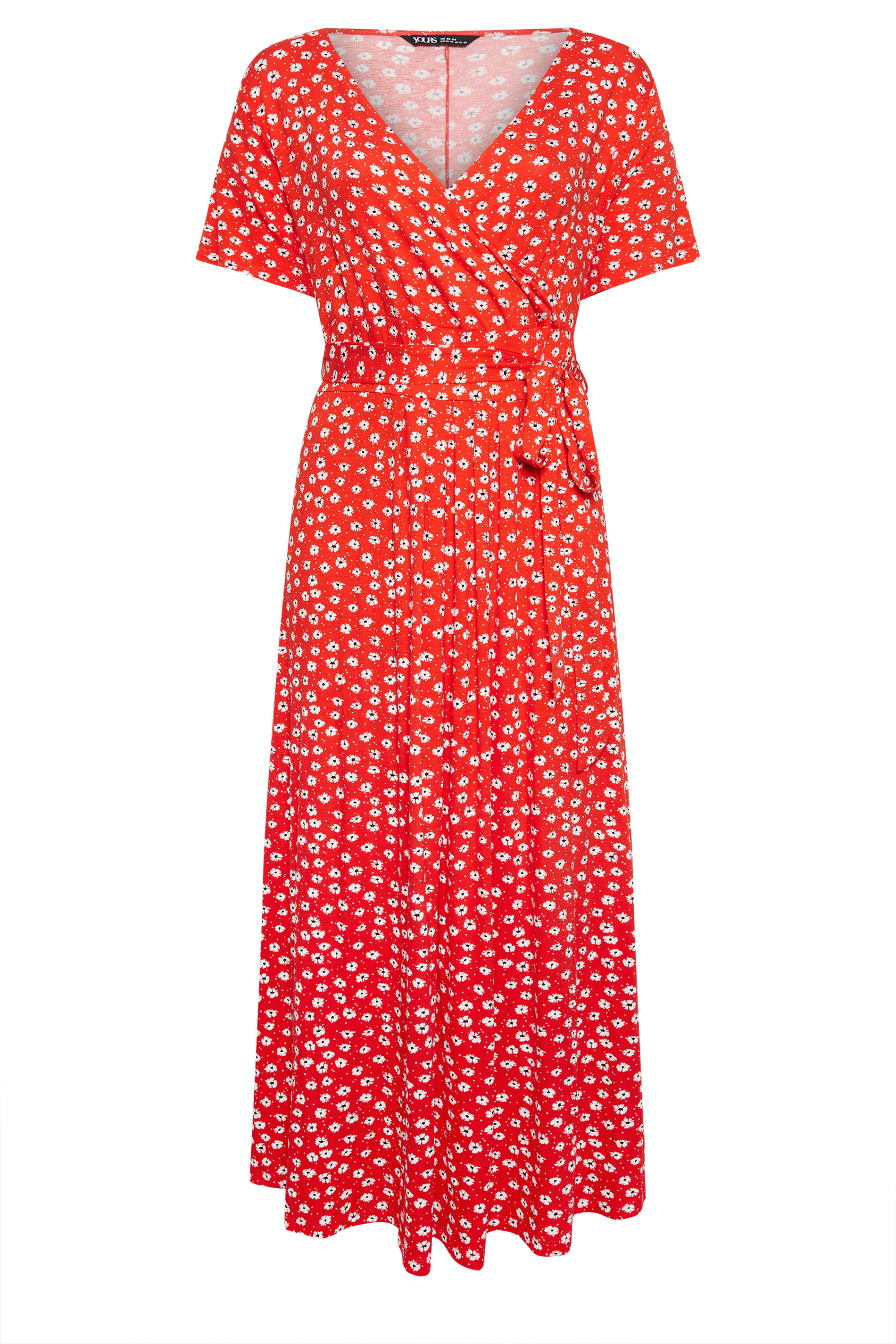 YOURS Plus Size Orange Ditsy Floral Print Maxi Wrap Dress | Yours Clothing 2