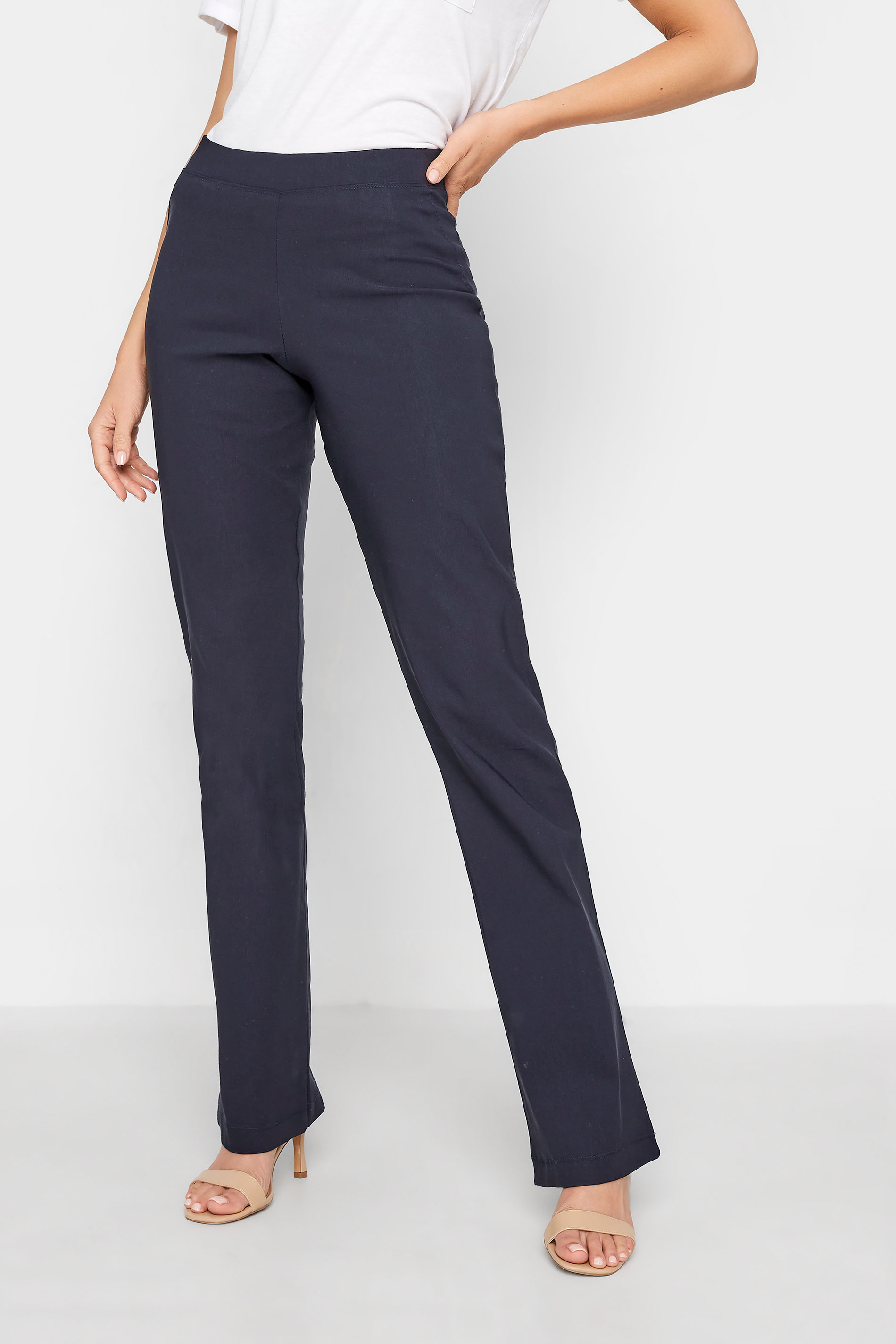 LTS Tall Navy Blue Stretch Bootcut Trousers 1
