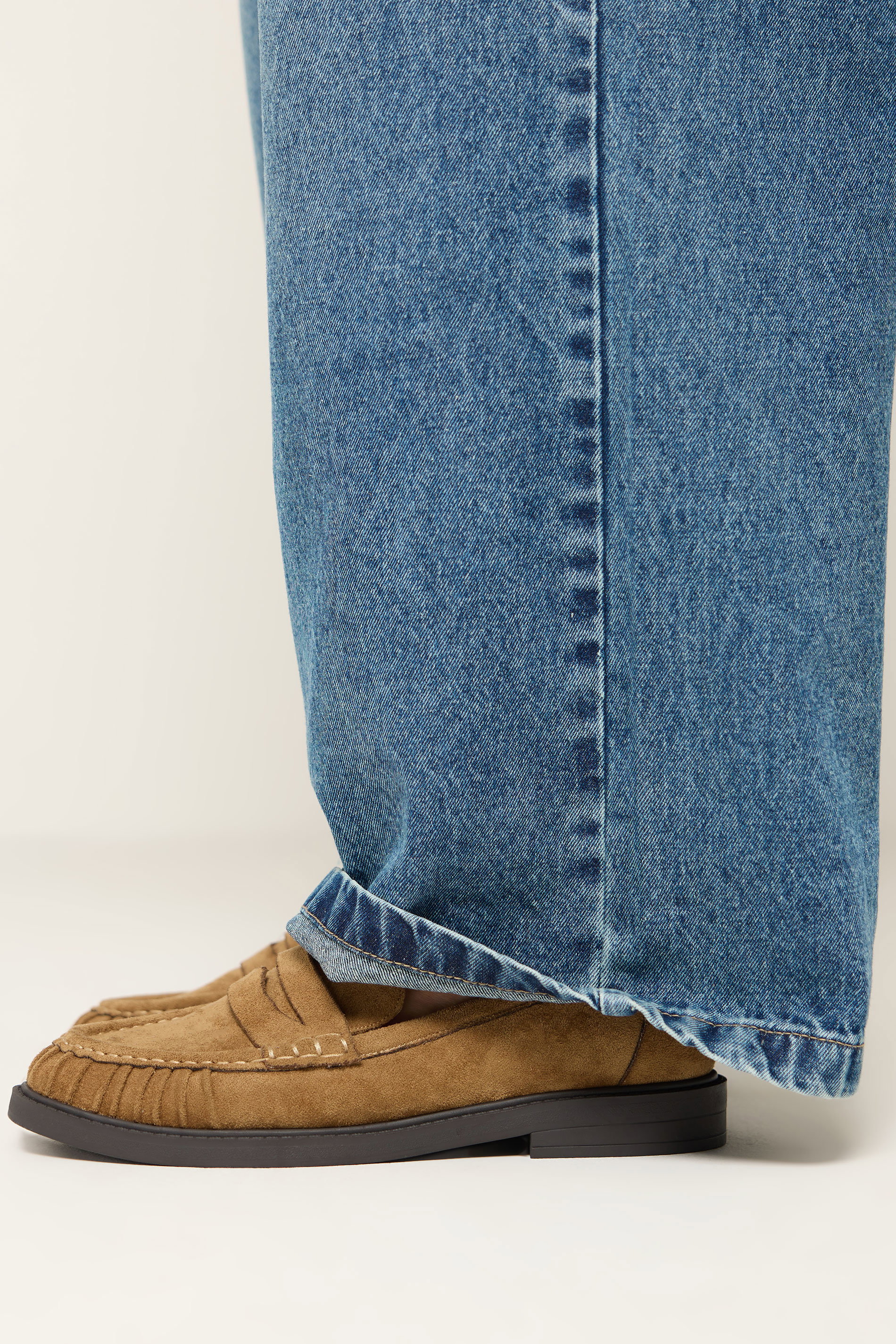 Tan Faux Suede Loafers In Wide EEE Fit | Yours Clothing 1