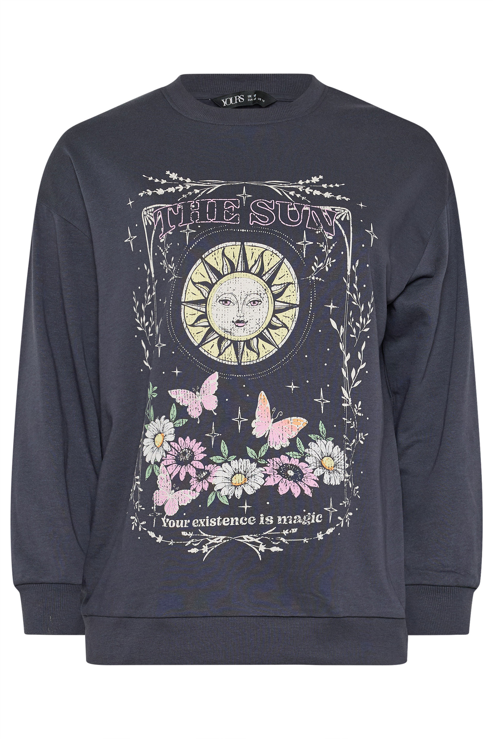 YOURS Curve Grey Celestial Graphic Print Sweatshirt | Yours Clothing  5