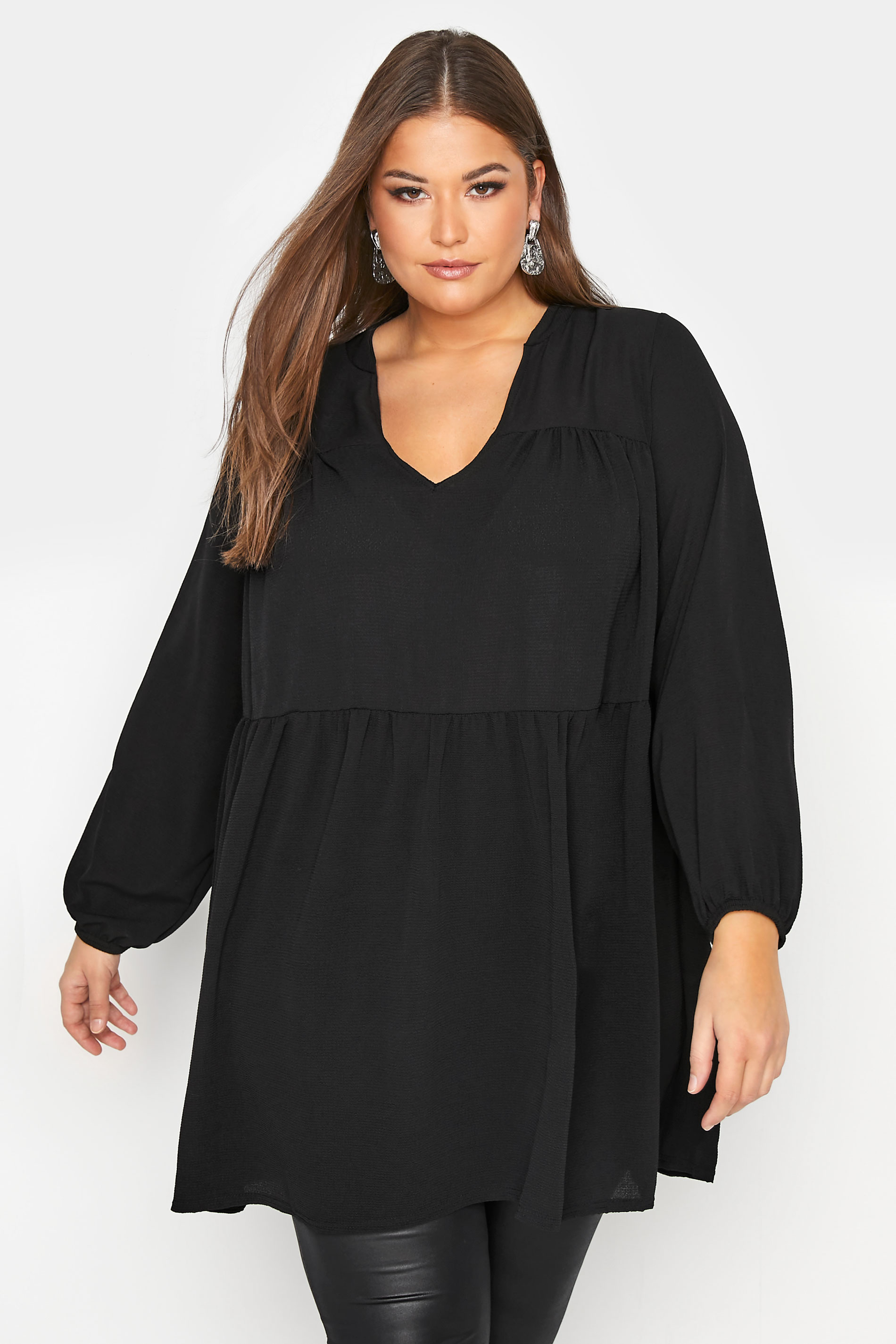YOURS LONDON Black Smock Top_A.jpg