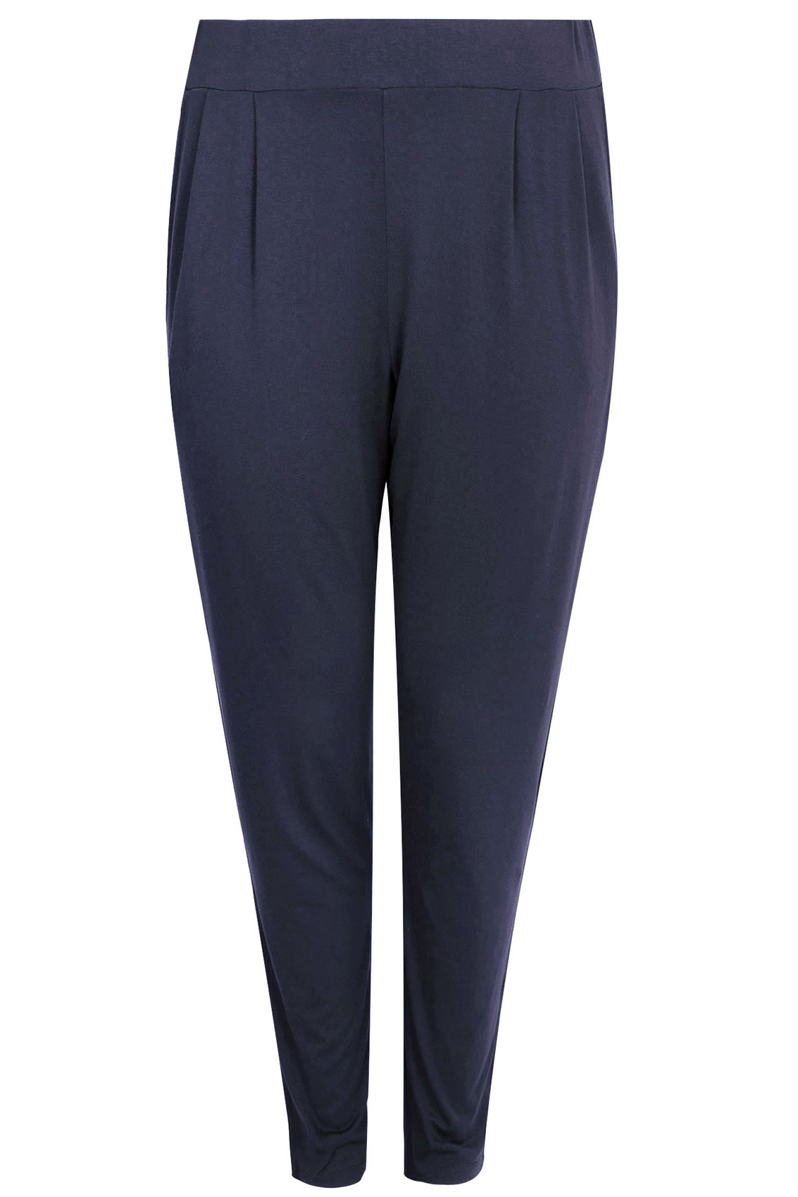 LTS Navy Blue Double Pleat Jersey Harem Trousers | Long Tall Sally