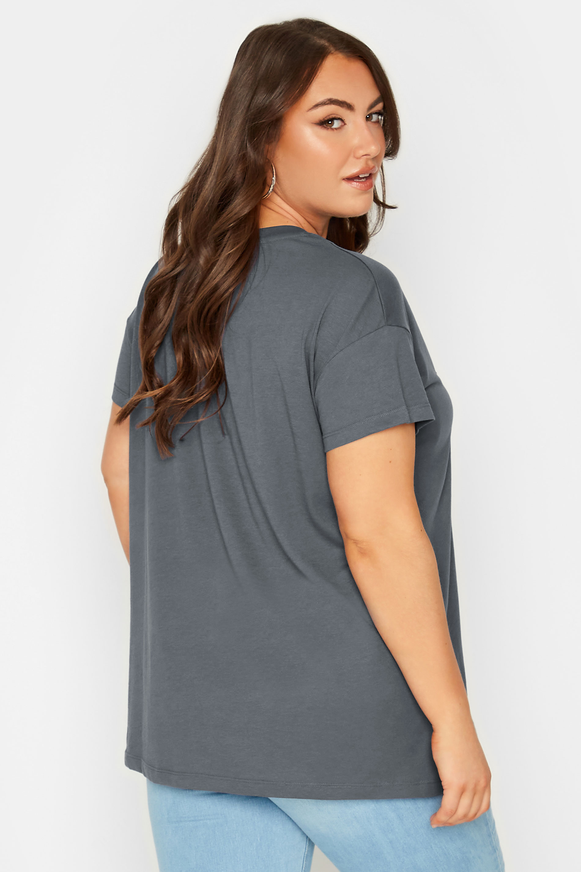 YOURS Plus Size Grey 'Los Angeles' Slogan T-Shirt | Yours Clothing 3