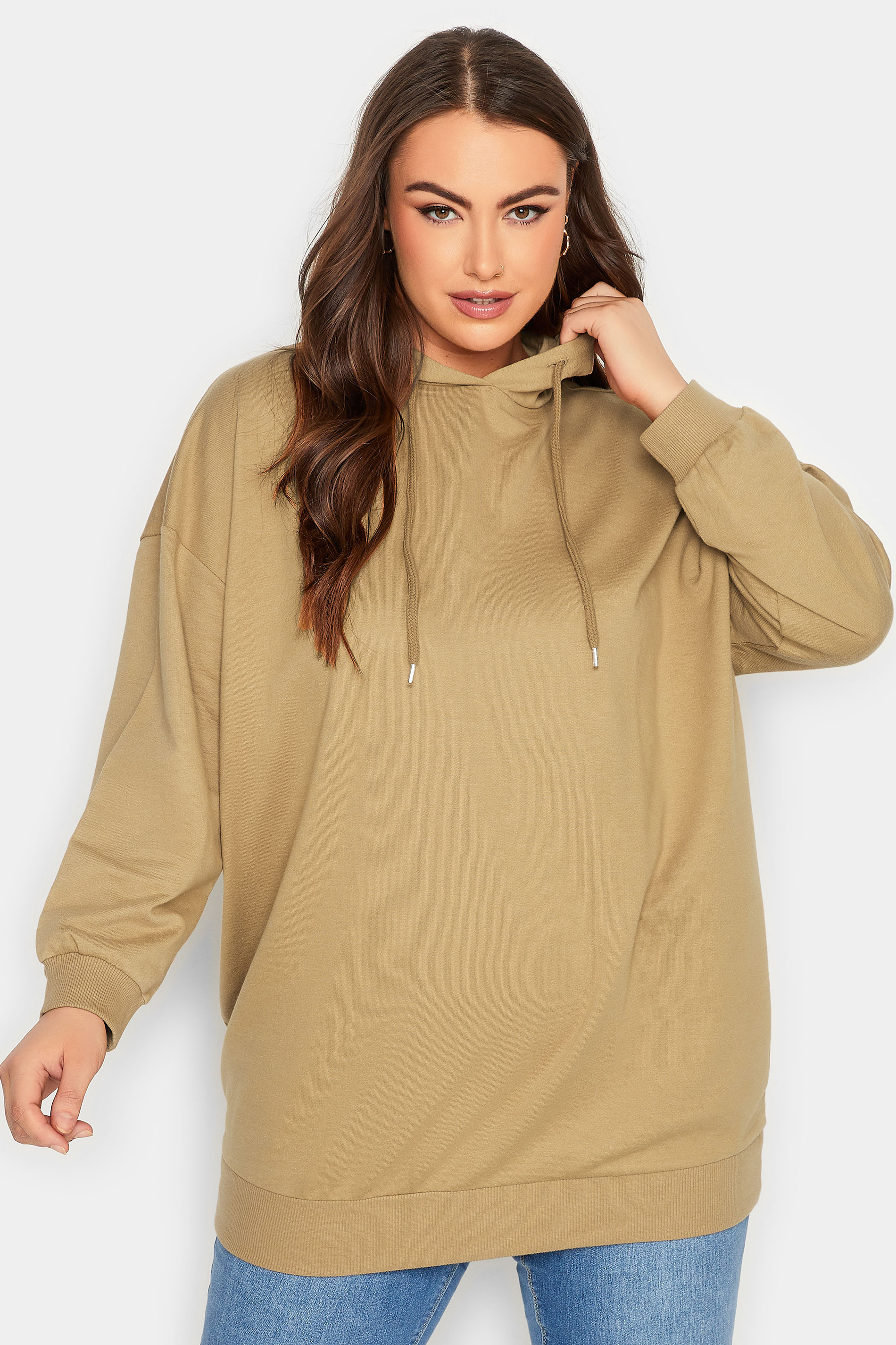 YOURS Curve Brown Longline Hoodie | Yours Clothing
