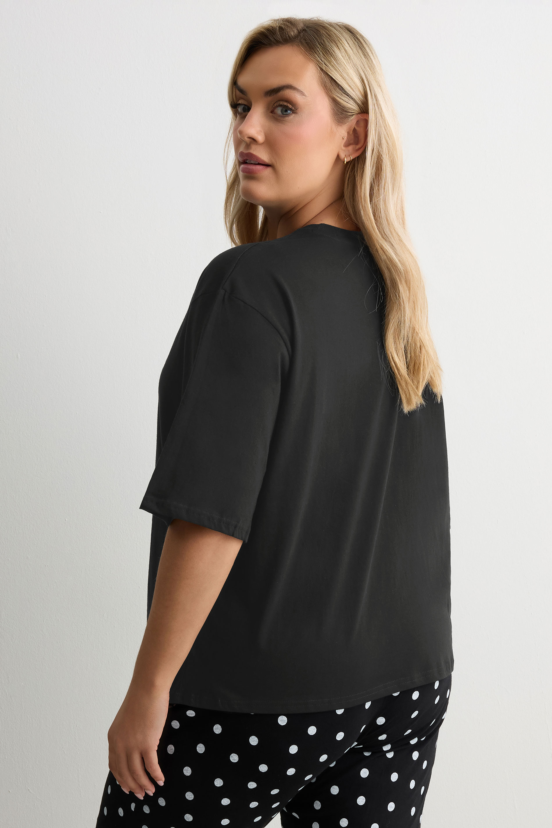 YOURS Plus Size Black 'Sleepover Club' Sleep Top | Yours Clothing 5