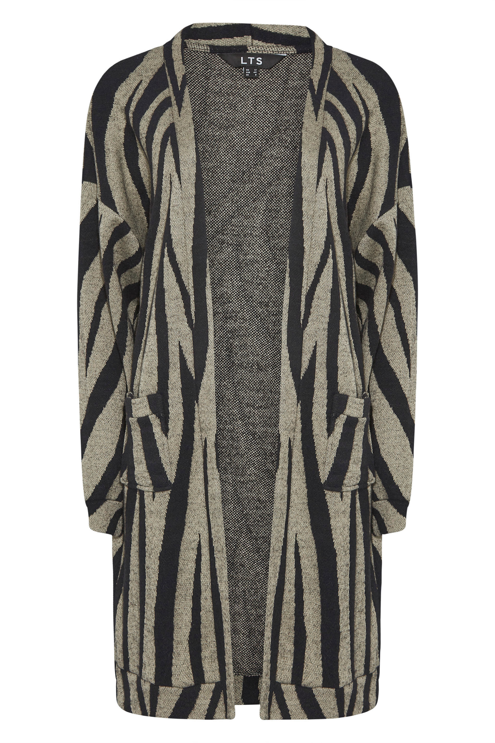 LTS Tall Women's Black u0026 Beige Brown Marble Print Cardigan | Long Tall Sally