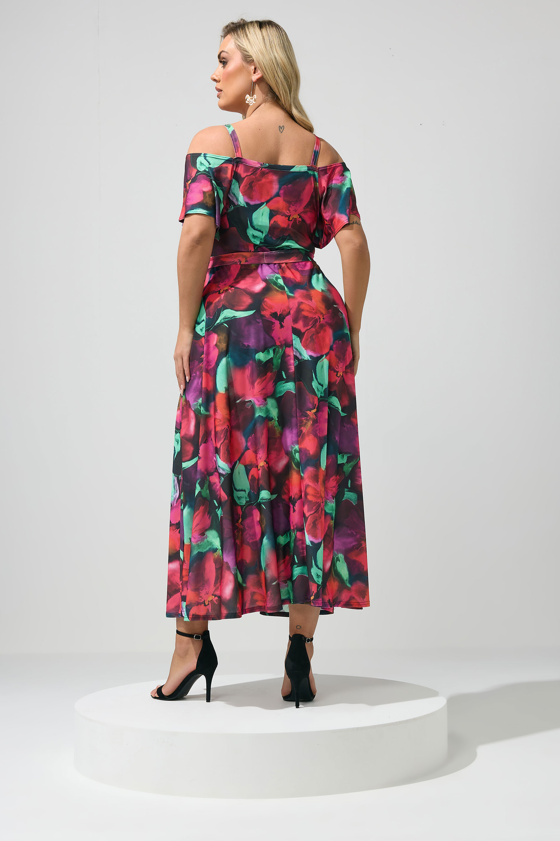 YOURS LONDON Plus Size Red & Purple Abstract Floral Print Maxi Dress | Yours Clothing 2