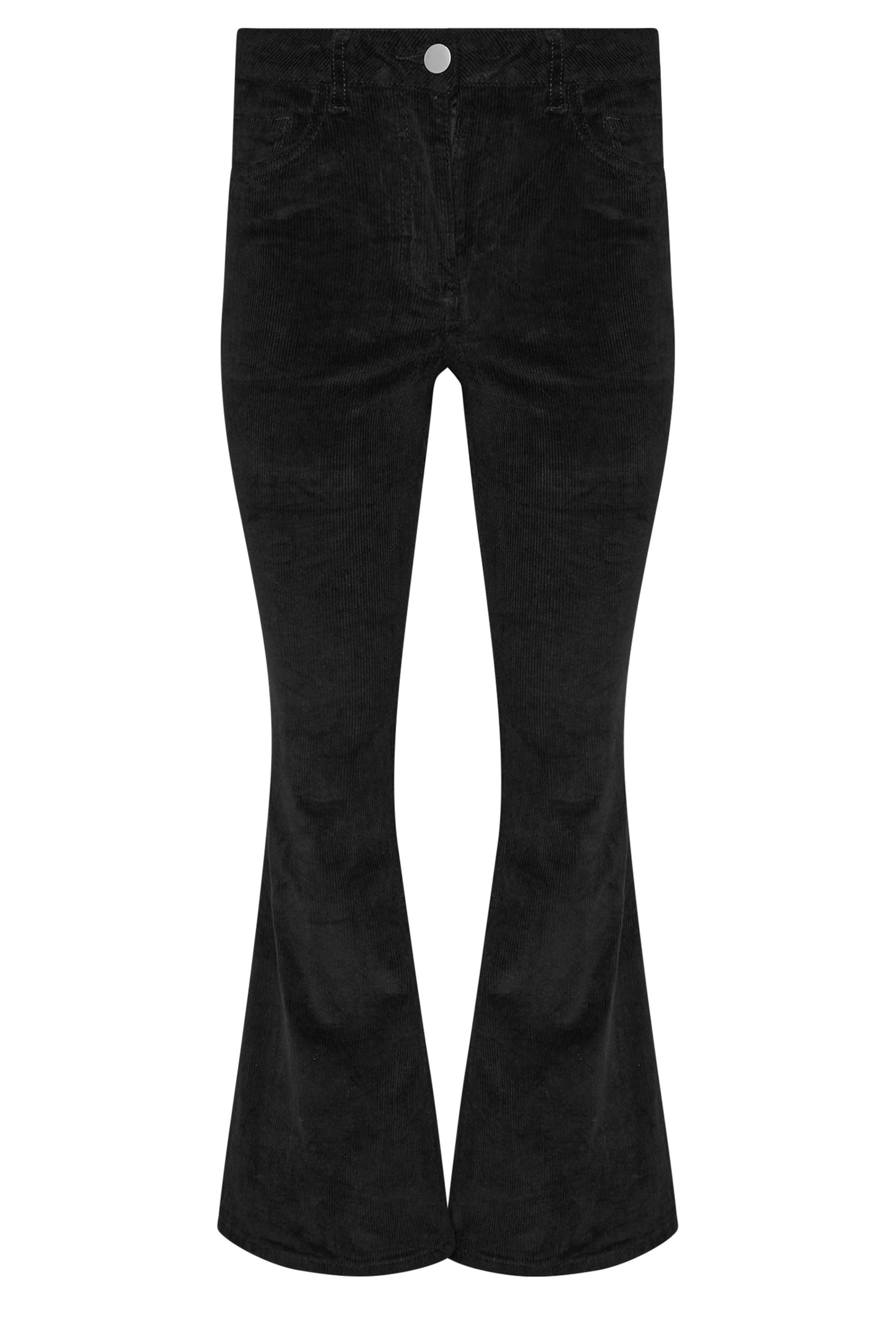 PixieGirl Petite Women's Black Cord Detail Flared Trousers | PixieGirl 5