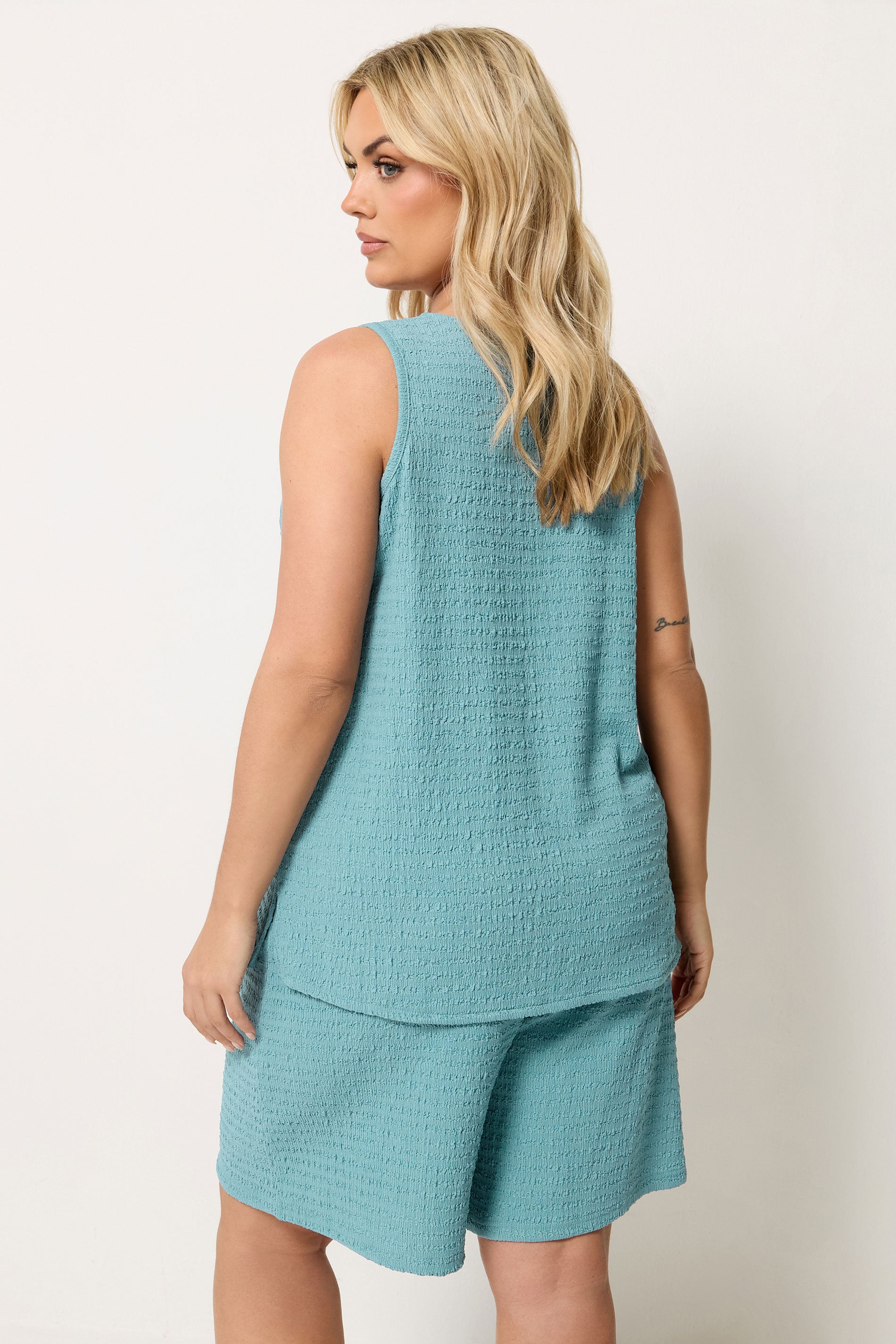 YOURS Plus Size Light Blue Textured Bow Waistcoat | Yours Clothing 2